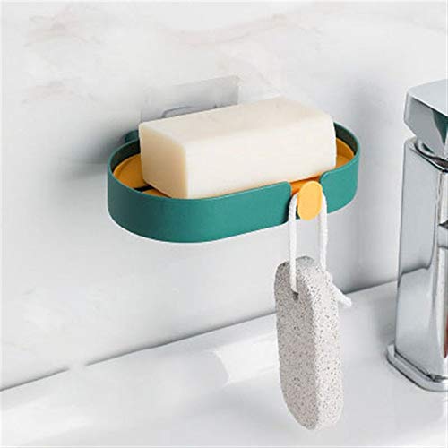 FEIMENGALL Soap Dish with Drain - Wall Mount Bathroom Organizer for Shower & Sink (Green)