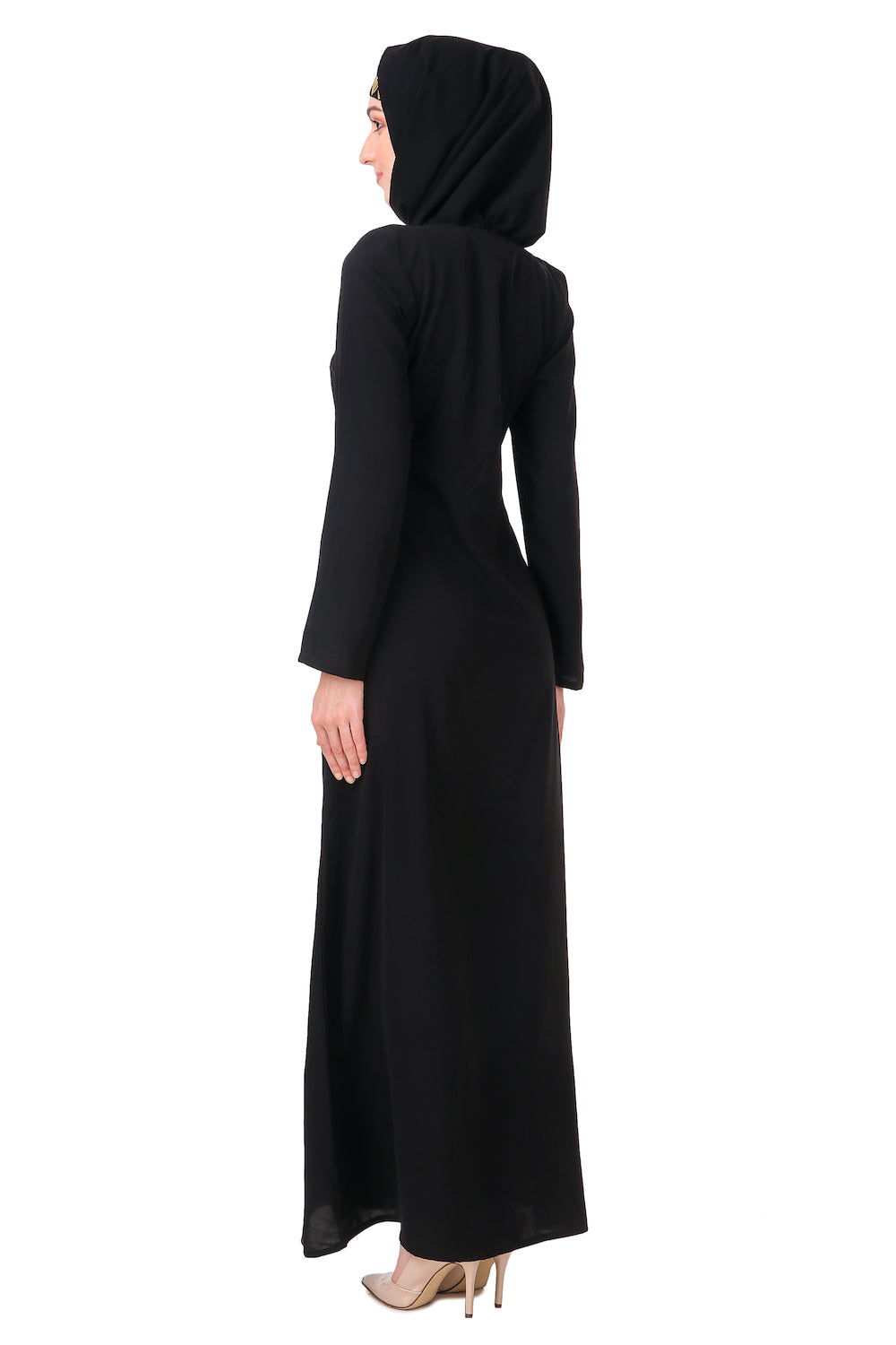 AY 809 Gold Hand Embroidered Fancy Abaya Dress - Elegant Muslim Women's Islamic Clothing for Weddings & Special Occasions