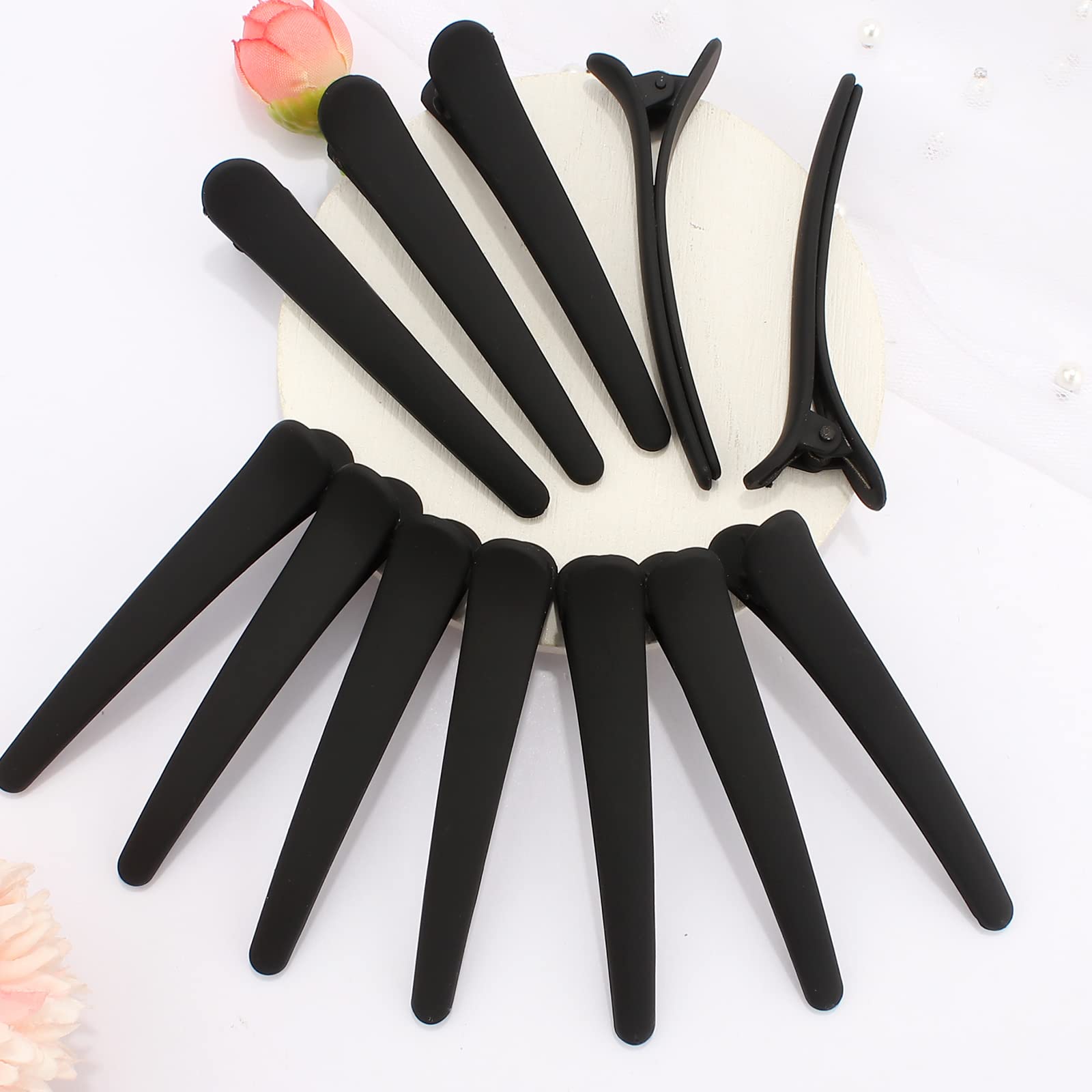 YISSION 12 PCS Matte Alligator Hair Clips - No Crease Duck Bill Hair Clips for Women & Girls (3.1 Inch, Black) - Perfect for Sectioning, Styling & Salon Use at Home or Professional Hairdressing