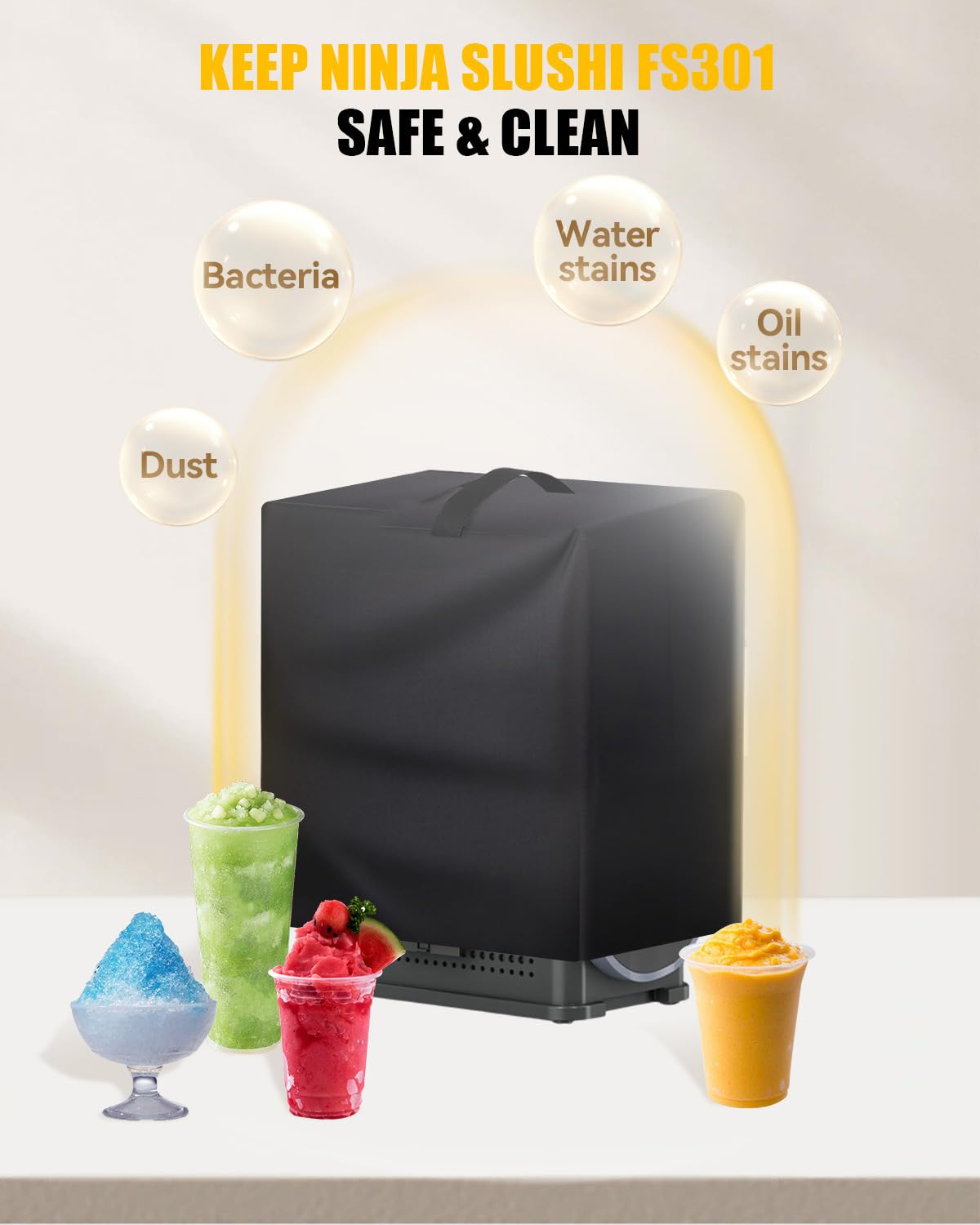 Waterproof & Dustproof Anti-Static 600D Oxford Cover for Ninja Professional Slushie Machine FS301/SLUSHi FS301C - Protective Lid for Frozen Drink Maker, Black | Perfect for Home Bars, Parties & Outdoor Events