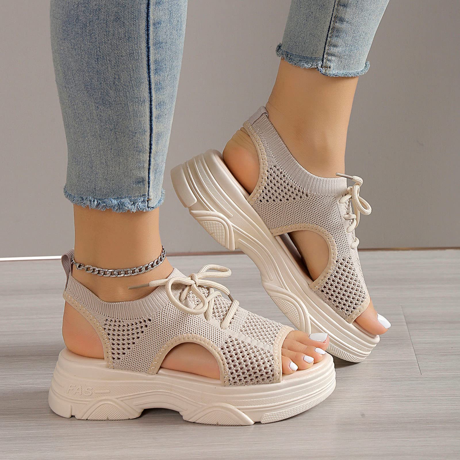 Women's Orthopedic Wedge Sandals with Ankle Strap - Open Toe Platform Sandals for Summer, Casual & Beach Wear - Comfortable Slip-On Strappy Sandals for Walking, Travel, and Outdoor Activities