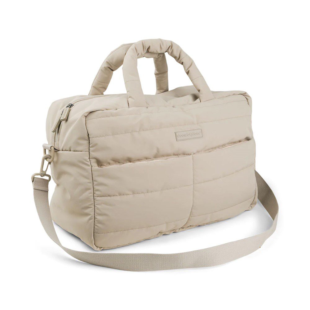 DONE BY DEER Premium Quilted Diaper Bag in Sand Color - Stylish Baby Changing Bag for Moms, Perfect for Travel, Shopping & Daily Use
