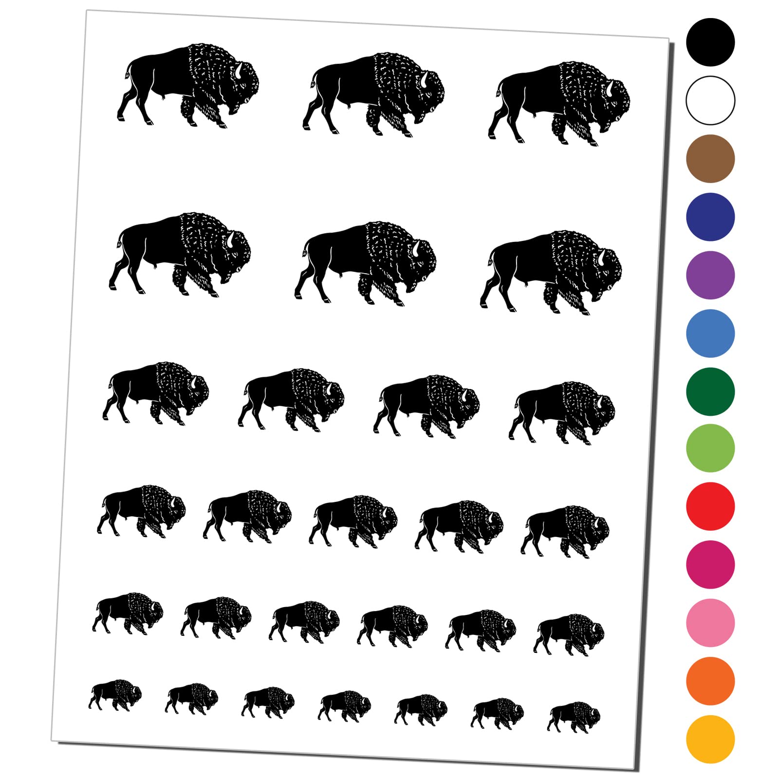 Majestic American Bison Buffalo Temporary Tattoo Set - Waterproof Fake Body Art Collection (Light Blue, 1 Sheet) - Perfect for Festivals, Parties, and Costume Events
