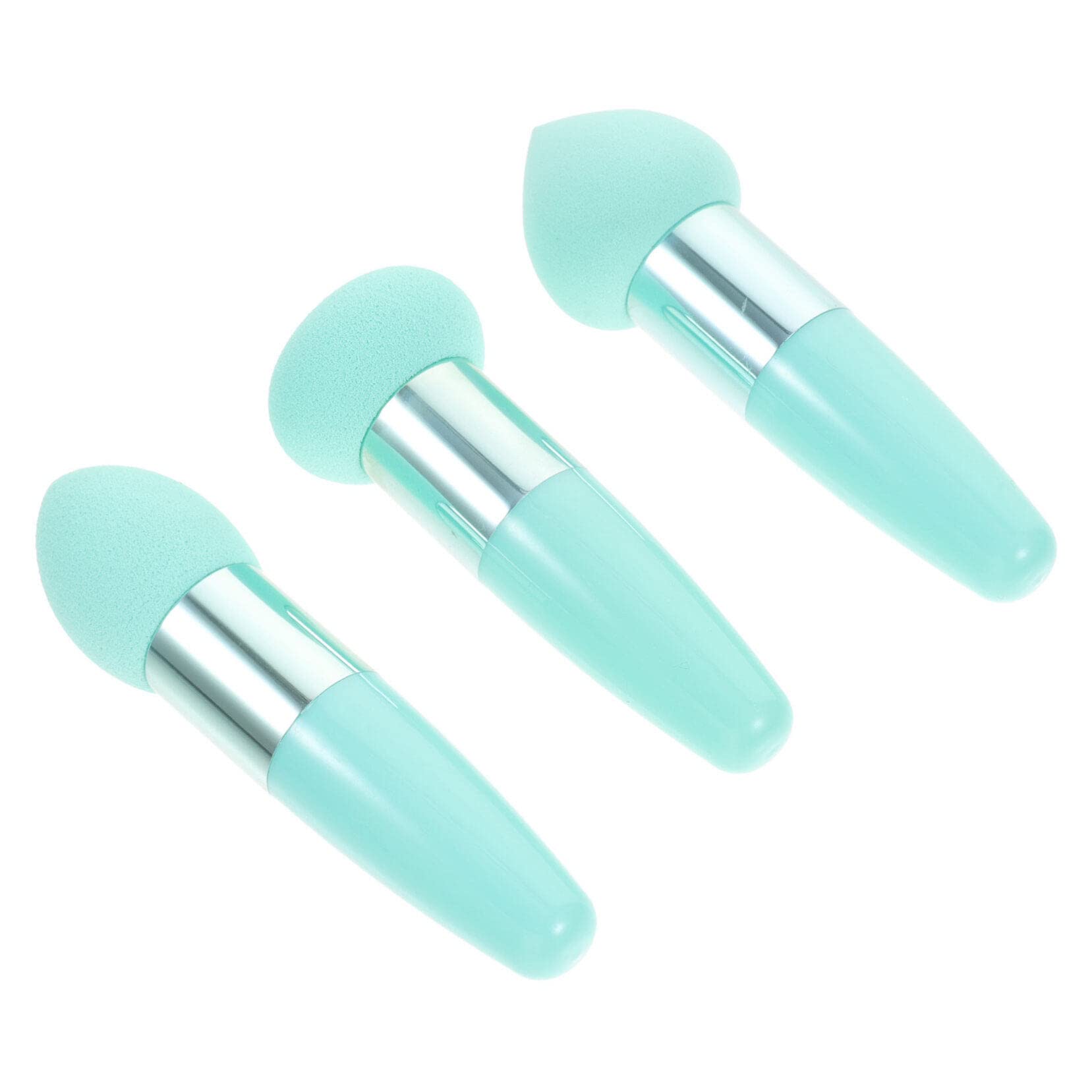 SOLUSTRE 3-Piece Little Mushroom Makeup Sponge Set - Wet & Dry Beauty Blender, Travel Makeup Brushes, Portable Cosmetic Tools for Foundation & Concealer Application - Green PP Sponge Set for Flawless Makeup at Home or On-The-Go