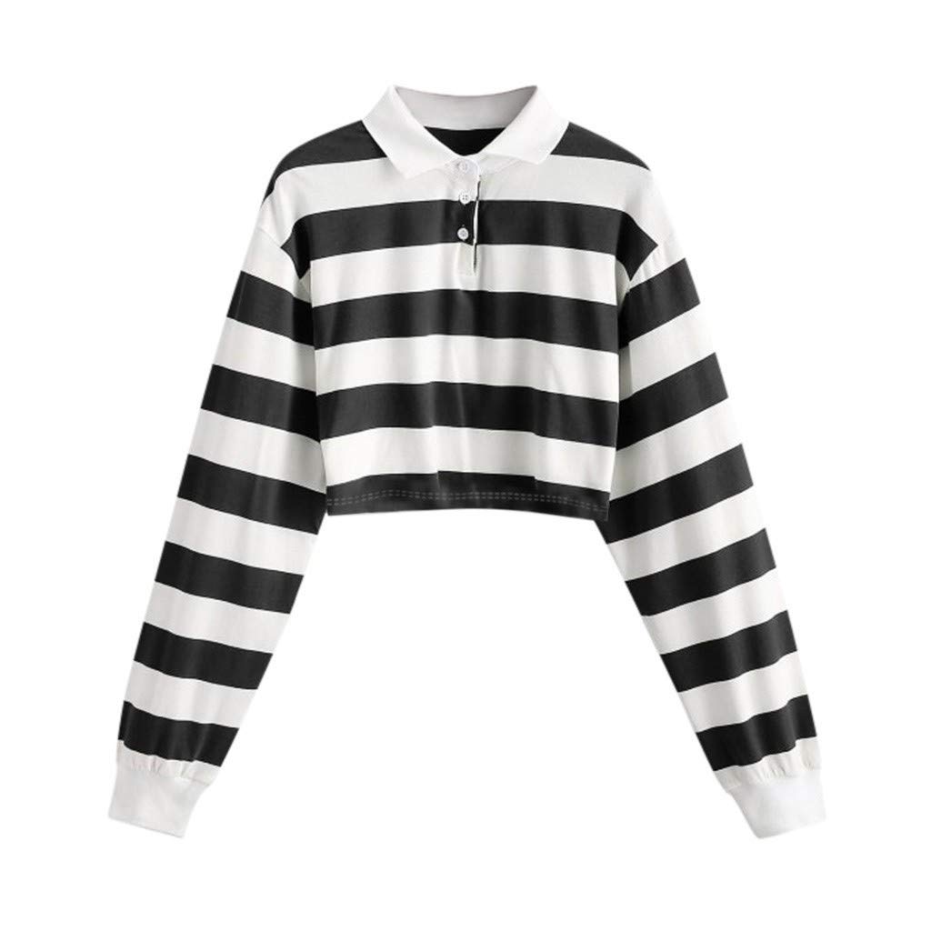 Affordable Women's Tee Shirts & Long Hoodies Under $5 - Color Stripe Blouse, Button Pullover Sweatshirts for Casual Wear & Layering
