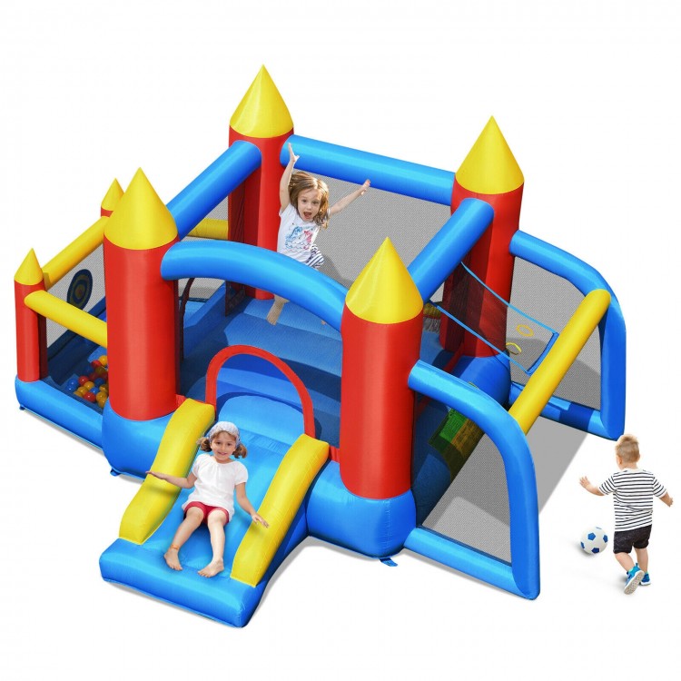 Inflatable Slide and Bounce House for Kids with 740W Blower - Outdoor Water Play, Birthday Party, Backyard Fun, Summer Activity for Children
