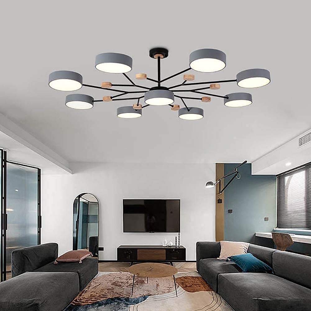 Modern Industrial Sputnik Chandelier - Dimmable LED Ceiling Light Fixture with Tricolor Lighting for Bedroom, Living Room & Dining Room | Gray Finish | Perfect for Contemporary Home Decor & Open Concept Spaces