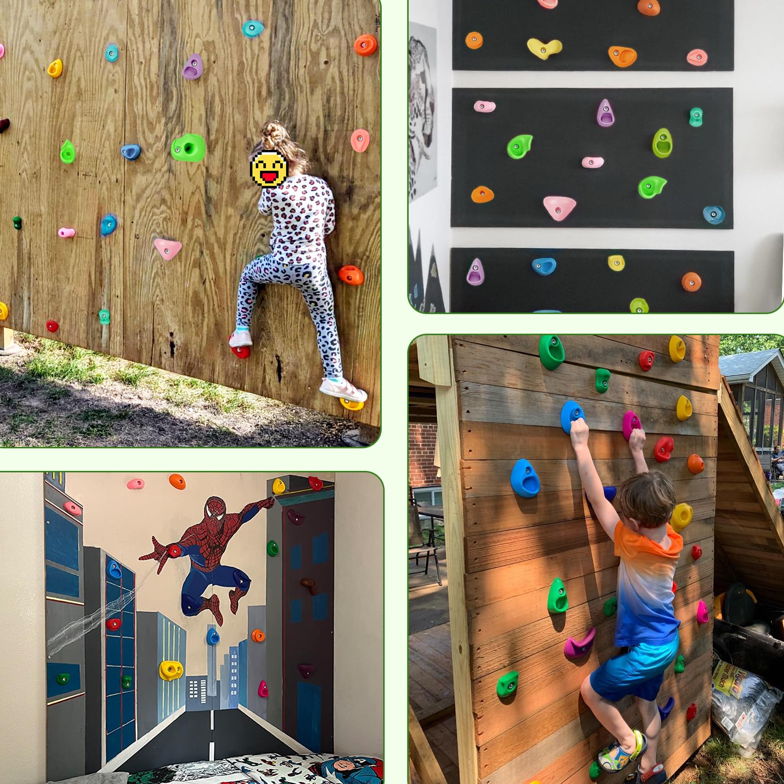 TOPNEW 32-Piece Rock Climbing Holds Set for Kids & Adults - Multi-Size Climbing Wall Grips with 2 Inch Mounting Hardware - Perfect for Indoor & Outdoor Playgrounds, Home Gyms, and Climbing Walls