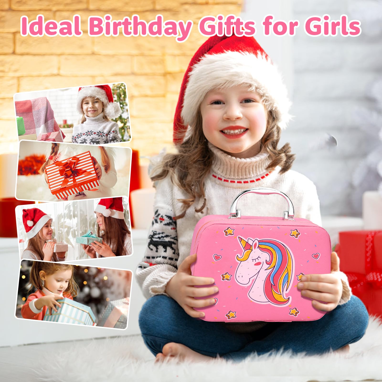 Washable Kids Makeup Kit for Girls Ages 4-8 - Non-Toxic Princess Play Cosmetic Set with Carrying Case | Perfect Birthday & Christmas Gift for Toddlers | Pretend Play, Dress Up & Role Playing Fun