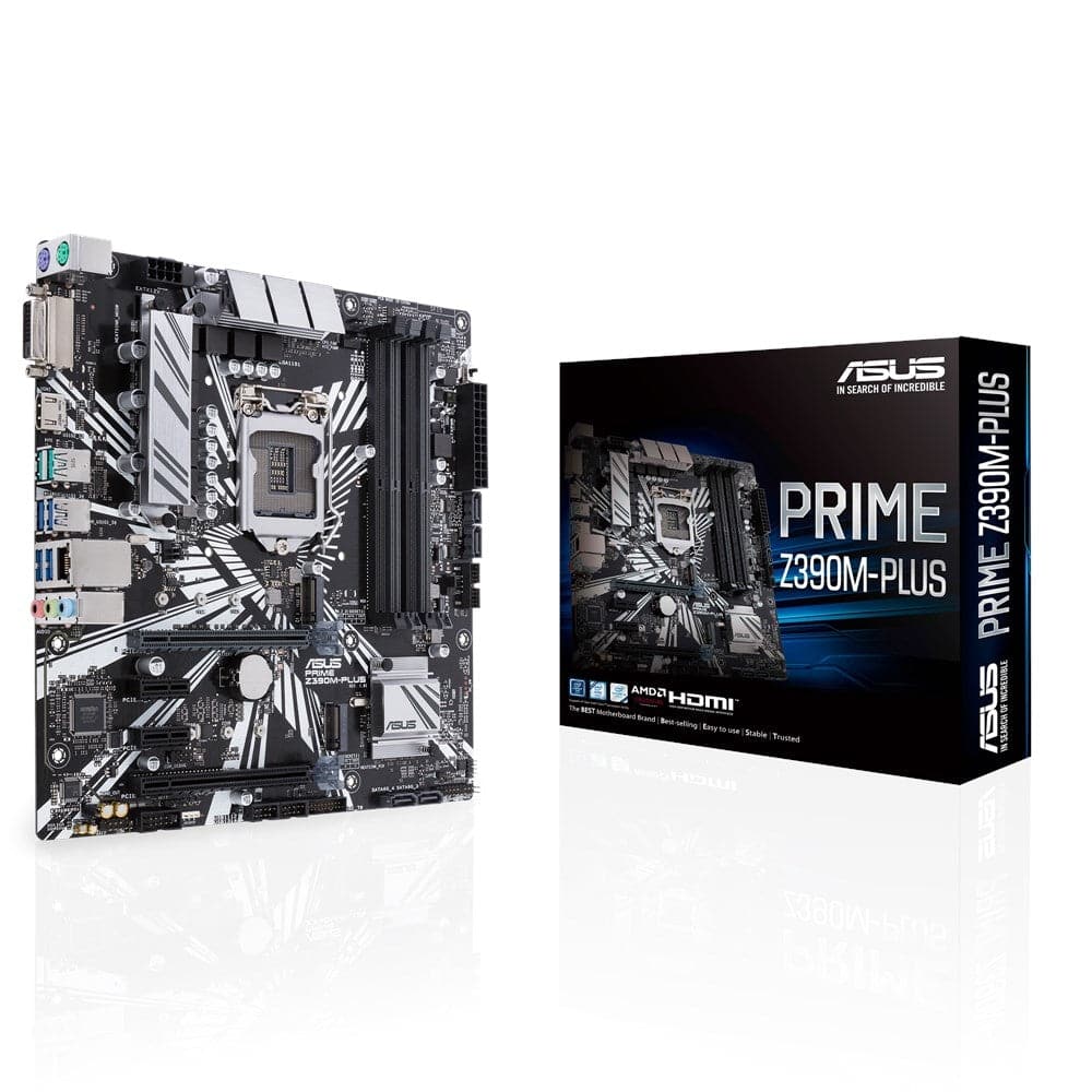 ASUS PRIME Z390M PLUS LGA 1151 Micro ATX Motherboard - Intel Z390 Chipset, DDR4 Support, Dual M.2, USB 3.1 Gen2 - Perfect for Gaming PC Builds and Home Office Workstations