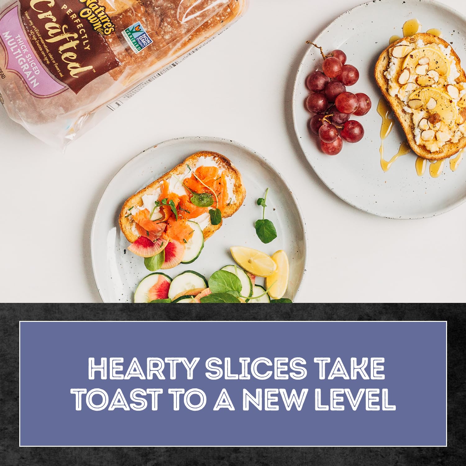 Nature's Own Perfectly Crafted Multigrain Bread - Thick Sliced Non-GMO Sandwich Bread, 22 oz Loaf - Perfect for Breakfast Toast, Healthy Sandwiches & Family Meals