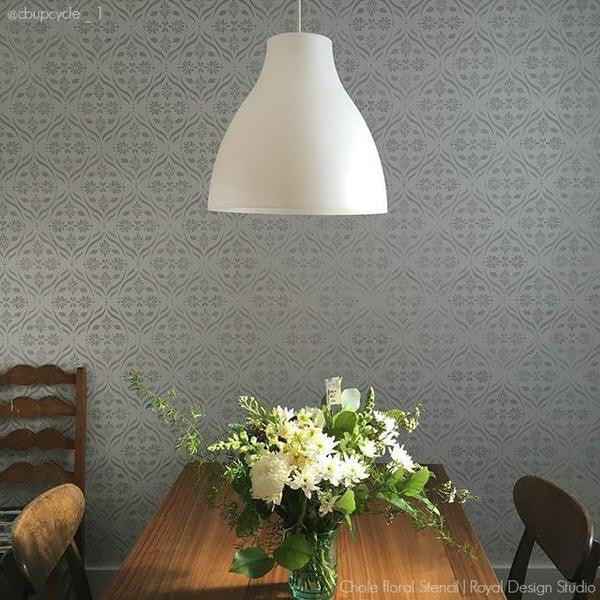 Chloe Floral Trellis Wall Stencil - Reusable DIY Painting Template for Home Decor, Nursery, Bedroom & Living Room Wall Art Projects