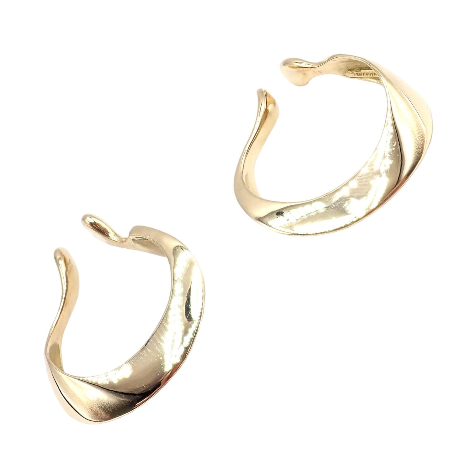 Authentic Vintage Tiffany & Co 18k Yellow Gold Peretti Lily Lobe Hoop Earrings for Women - Luxury Designer Jewelry Gift for Anniversary, Wedding & Special Occasions