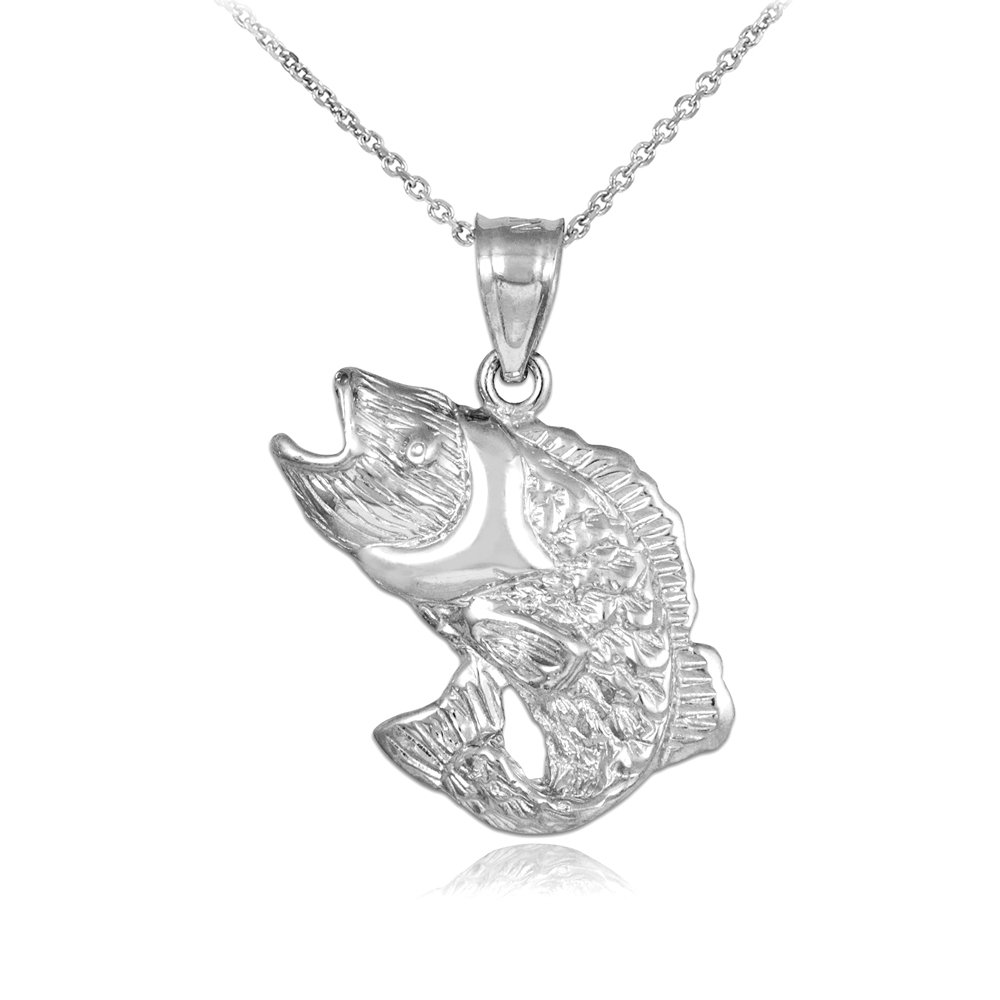 10K White Gold Sea Bass Pendant Necklace for Women - Elegant Fish Jewelry Gift for Birthday, Anniversary & Beach Lovers - Perfect for Casual Wear, Beach Parties & Ocean-Themed Events