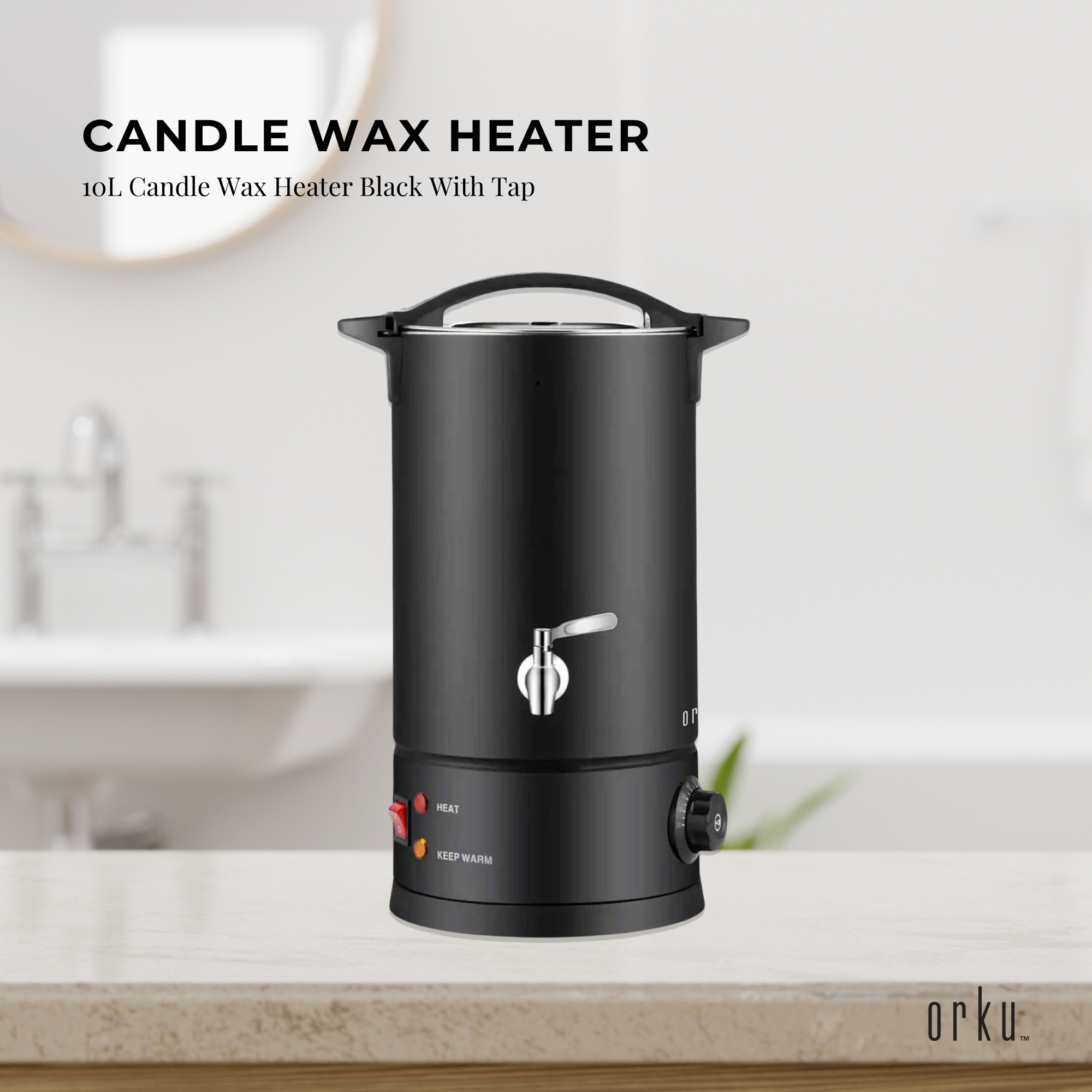 10L Black Candle Wax Heater with Tap & Accessories - Professional Candle Wax Melter for DIY Candles, Waxing, and Spa Treatments at Home or Salon