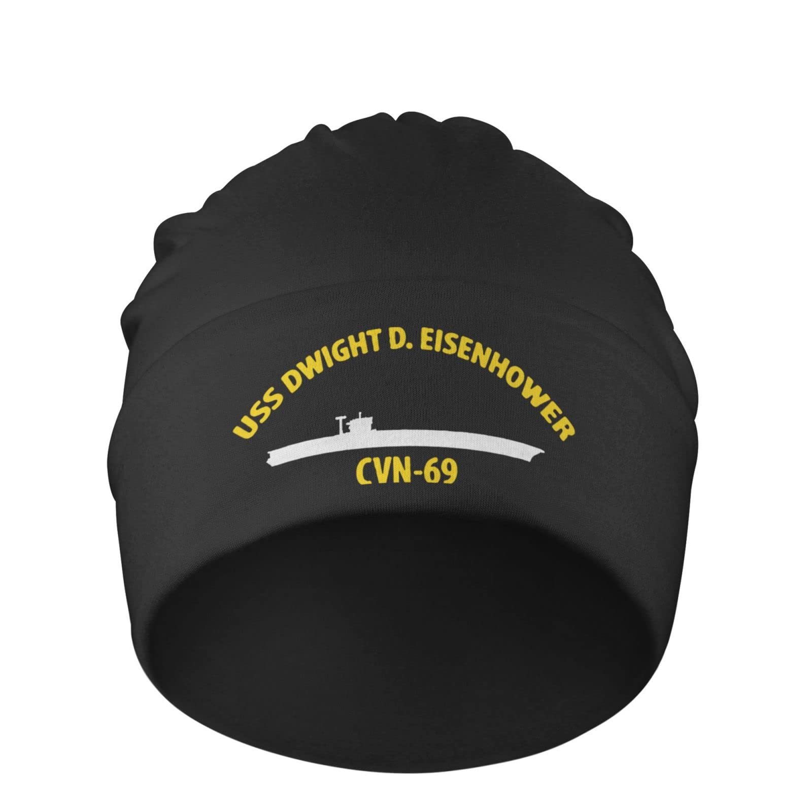 USS Dwight D Eisenhower CVN-69 Navy Beanie - Warm Cozy Slouchy Knit Hat for Men & Women - Perfect for Winter, Outdoor Activities & Military Enthusiasts