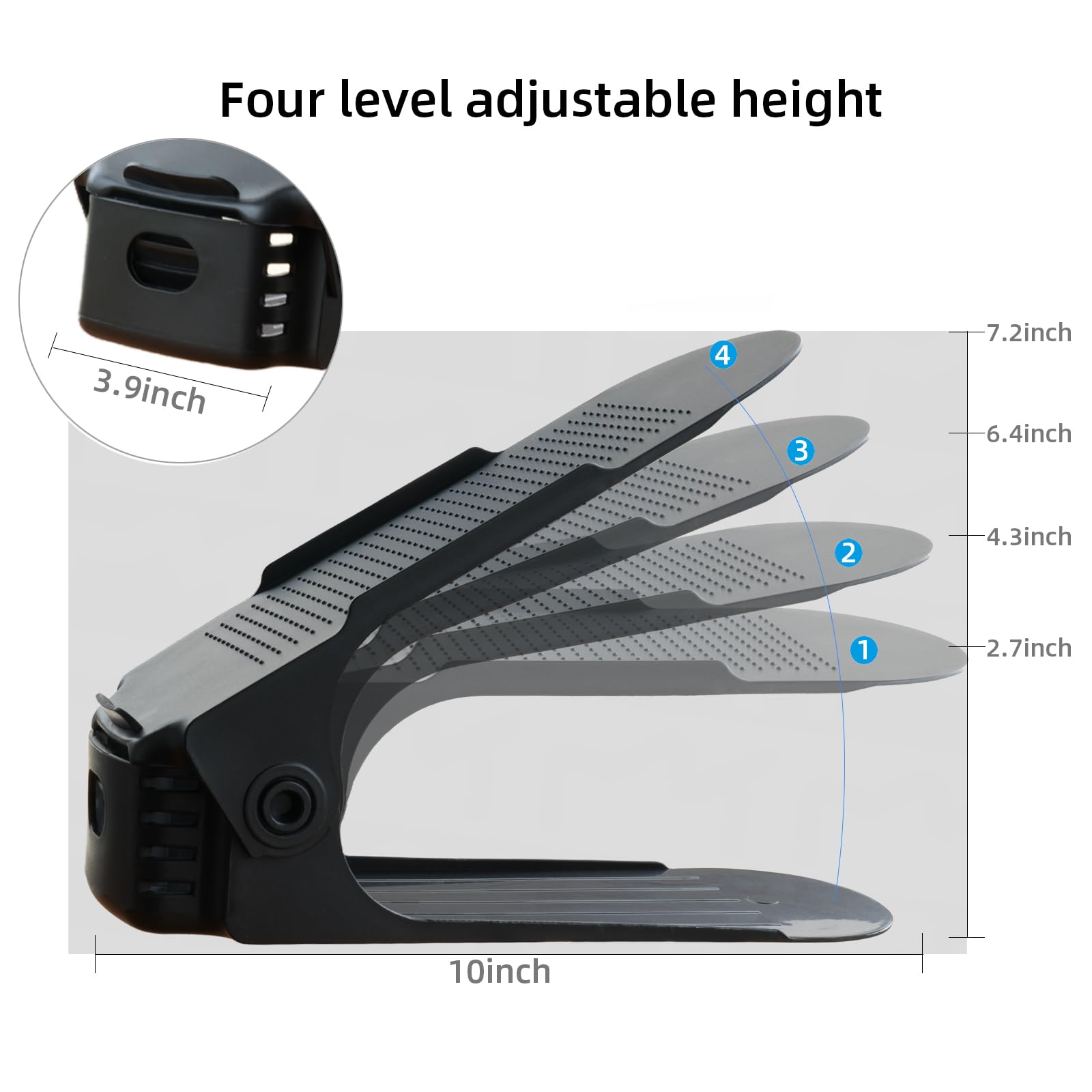 20PCS Adjustable Double Layer Stackable Shoe Rack Organizer - Space Saving Shoe Storage for Closet, Entryway & Under Bed - Black Shoe Holder for Sneakers, Boots & Heels