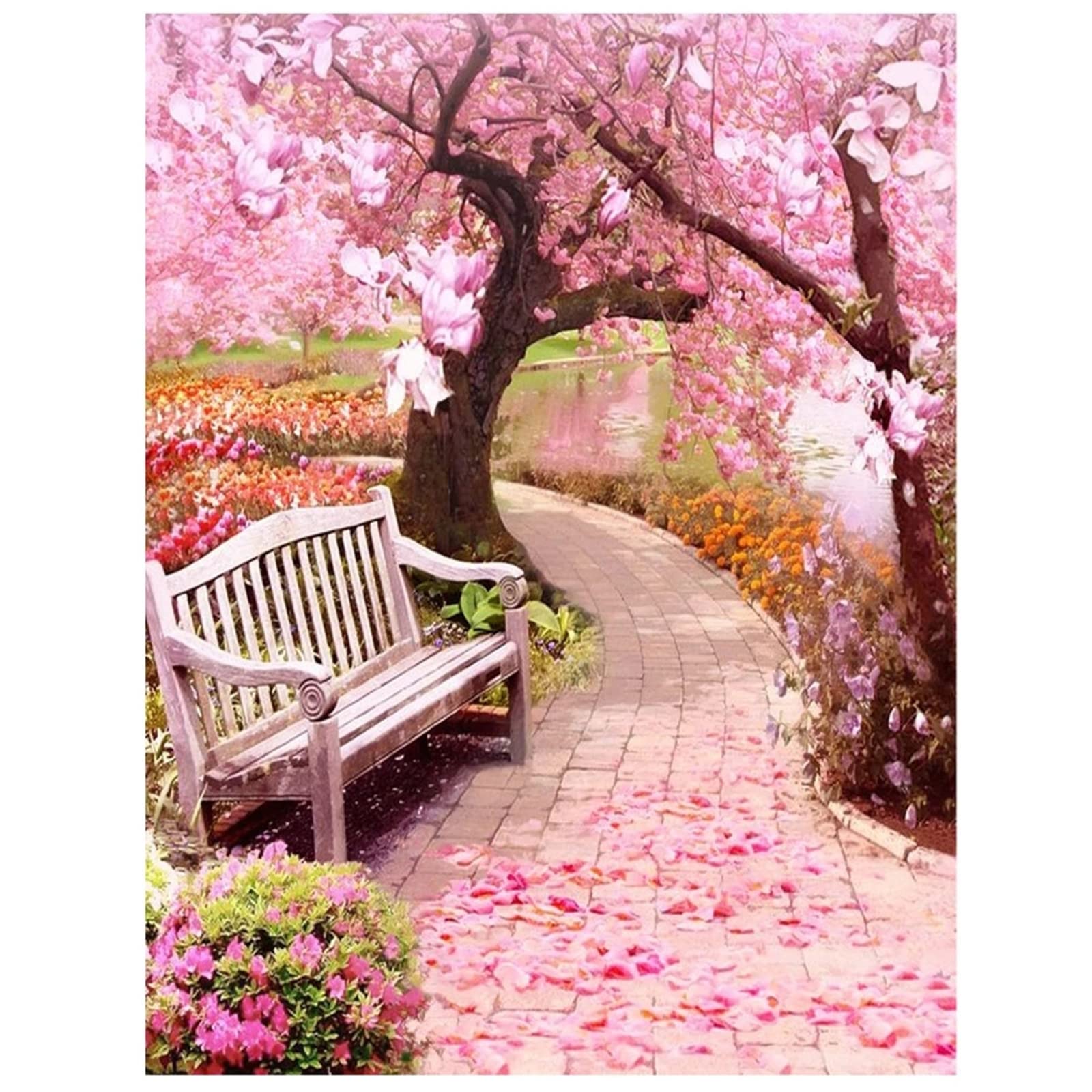 5D Diamond Painting Kit for Adults & Kids - Full Drill Large DIY Cherry Blossom Scenery Art (90x120cm) with Square Resin Beads - Perfect for Home Wall Decor, Relaxation & Creative Gifts
