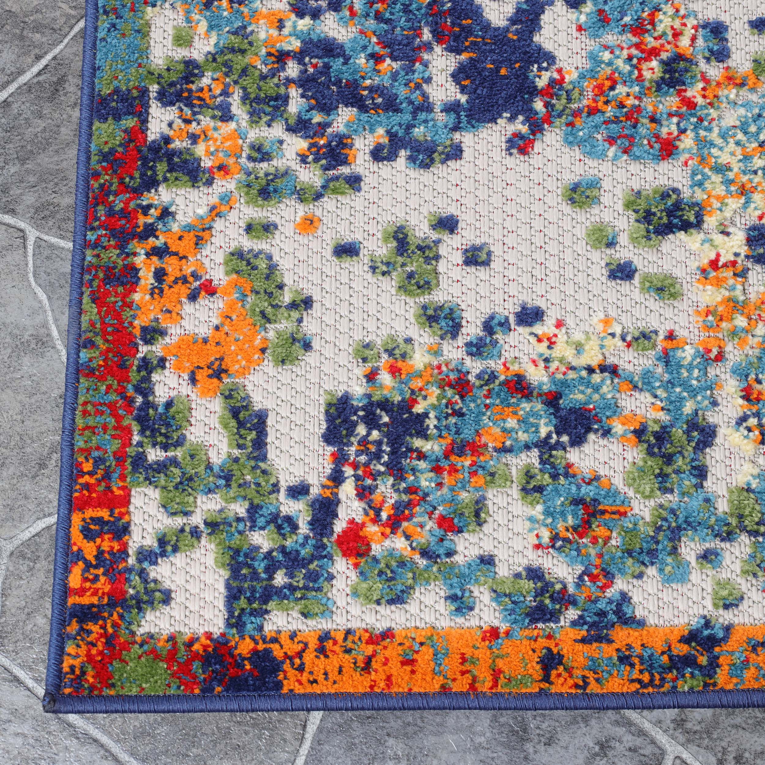 Kalina Modern Abstract Splatter Indoor Outdoor Area Rug Runner - Non-Slip Washable Floor Mat for Living Room Bedroom Patio Decor