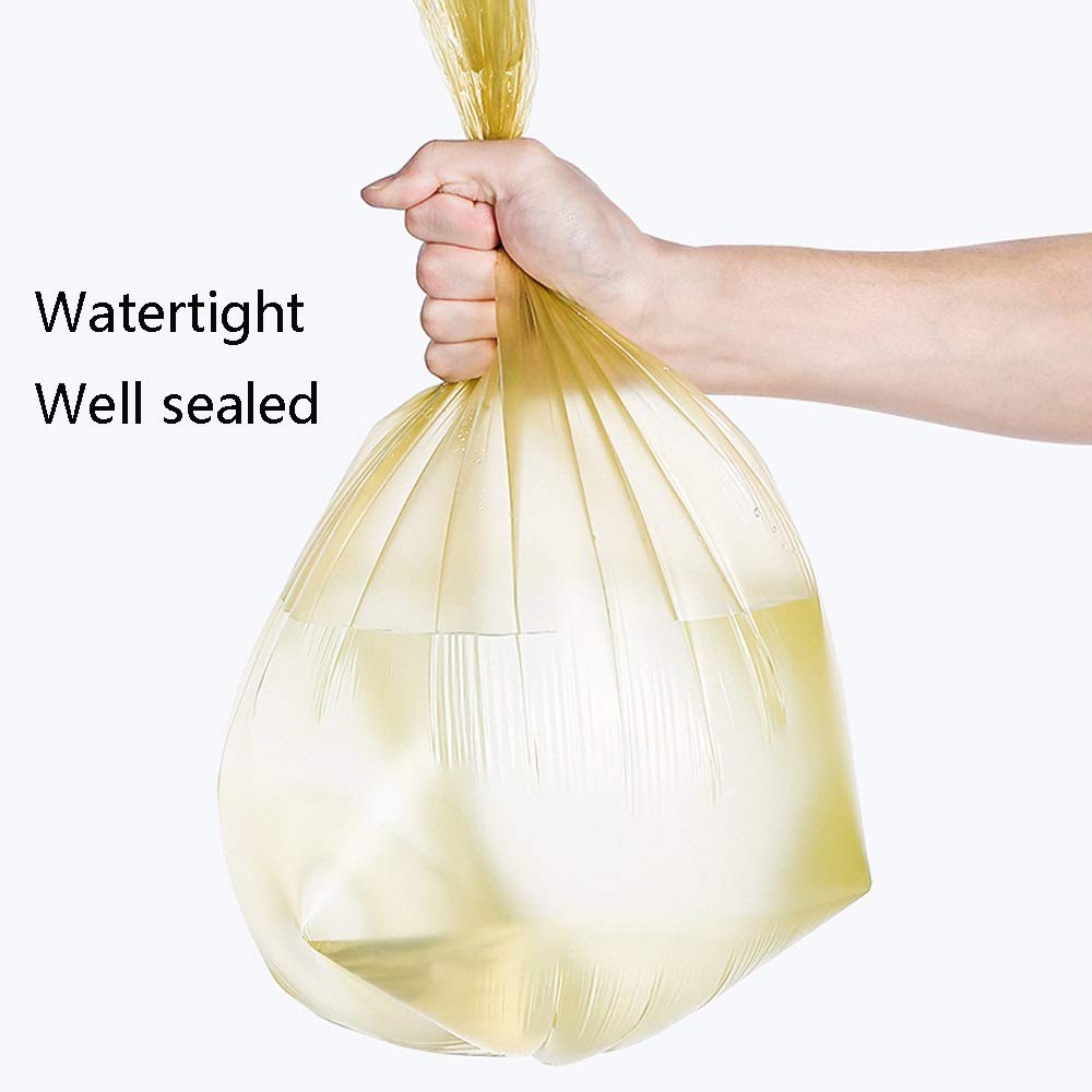 Premium Trash Bags - Heavy Duty Disposable Garbage Bags for Kitchen, Dorm & Office | 5 Rolls Gold Vest-Style Can Liners | Leakproof & Odor Control for Waste Bins, Trash Cans & Recycling Stations