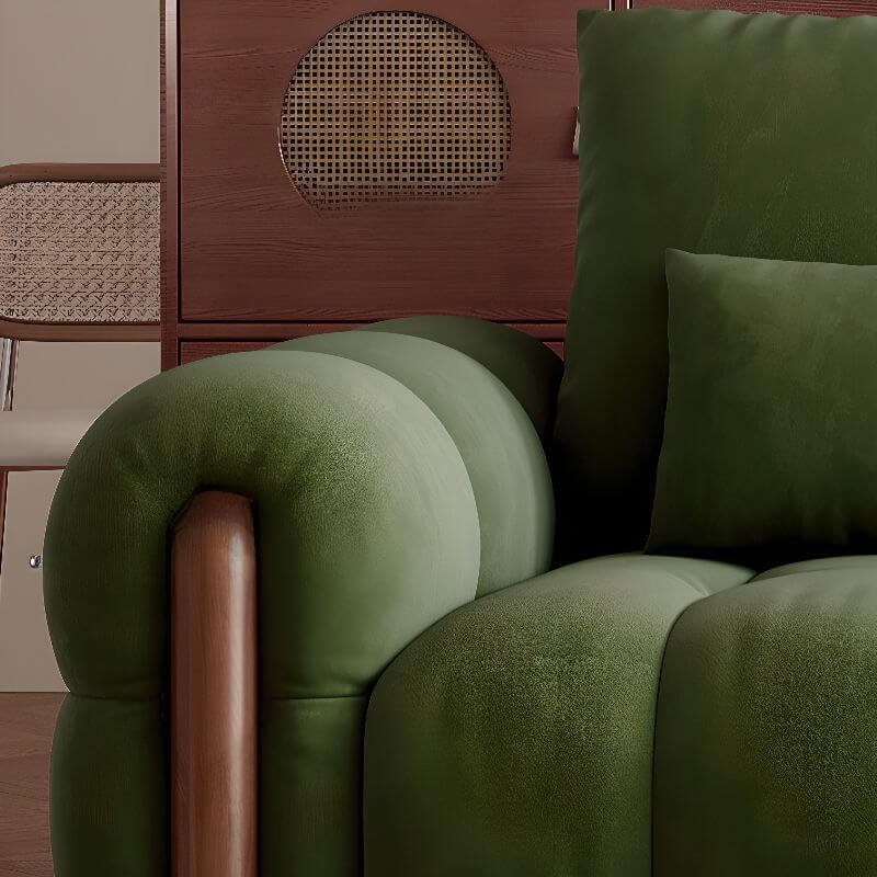 Dark Green L-Shaped Sectional Sofa with Chaise Lounge, Left-Facing Round Arm - Perfect for Living Room, Home Theater, and Small Spaces