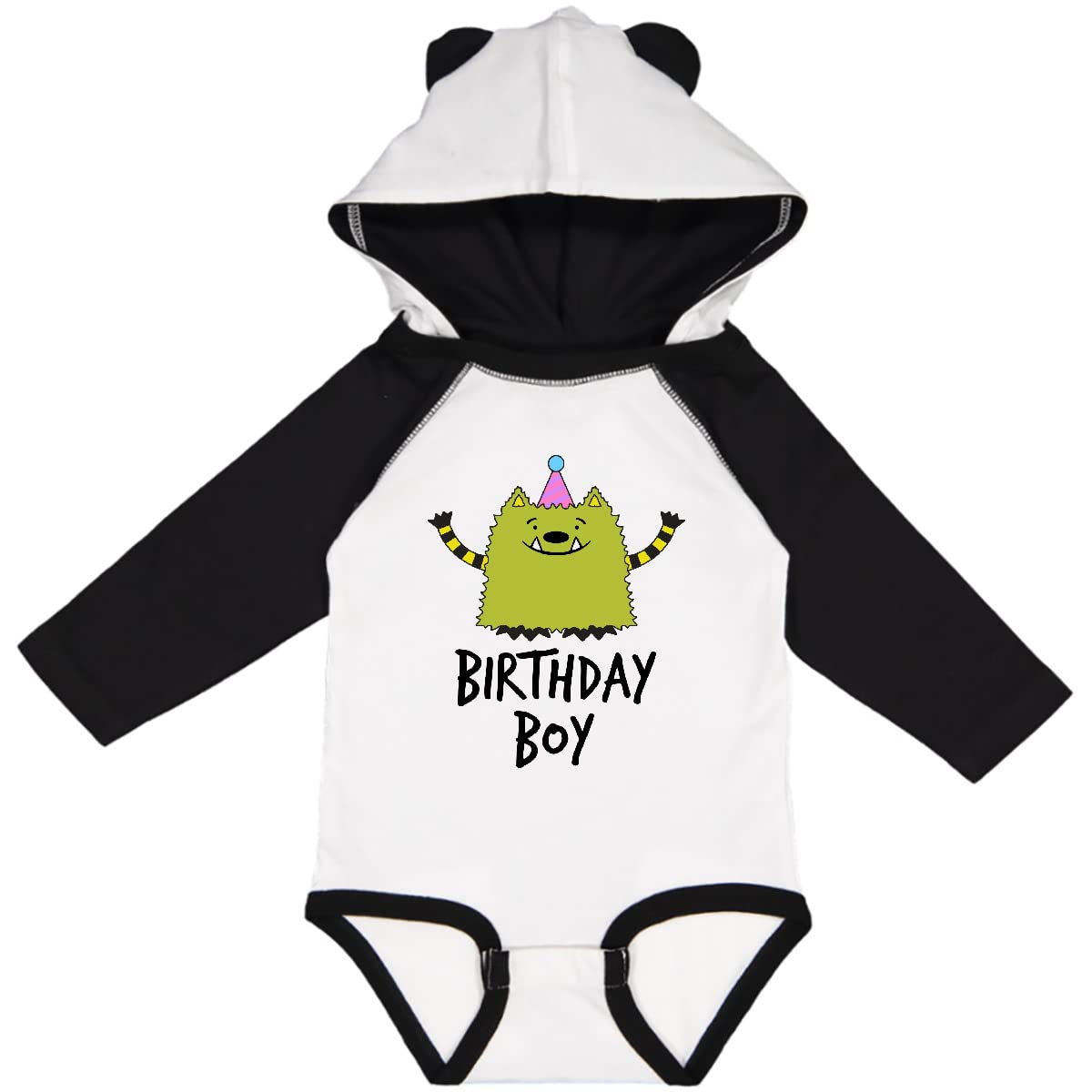 Inktastic What If Monster Birthday Long Sleeve Baby Bodysuit - Cute Cartoon Dinosaur Design for Boys & Girls - Perfect for 1st Birthday Party, Photo Shoots & Everyday Wear