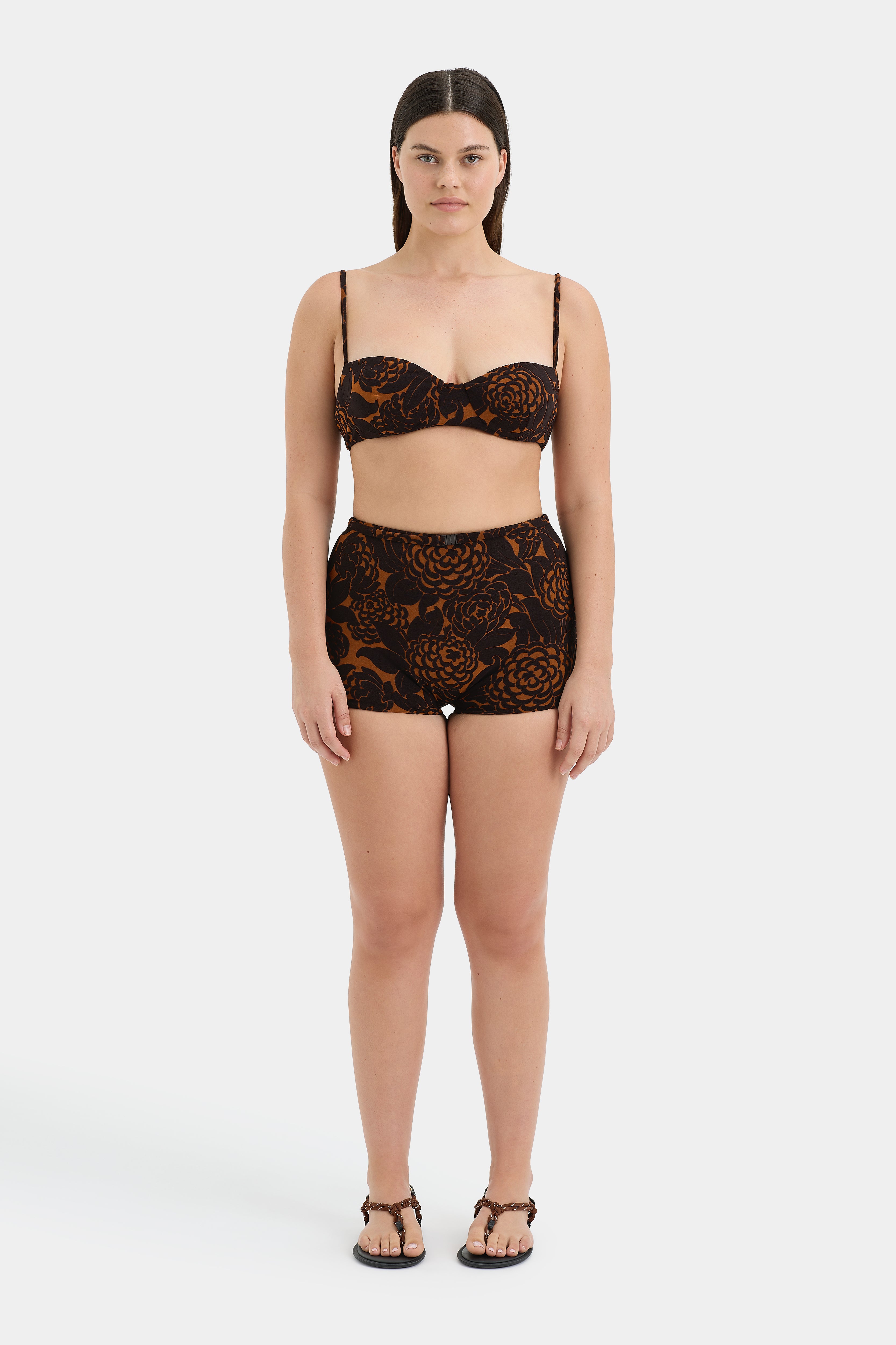 Dawn Balconette Sandflower Floral Terry Bra - Comfortable Lace Underwire Bralette for Everyday Wear & Layering