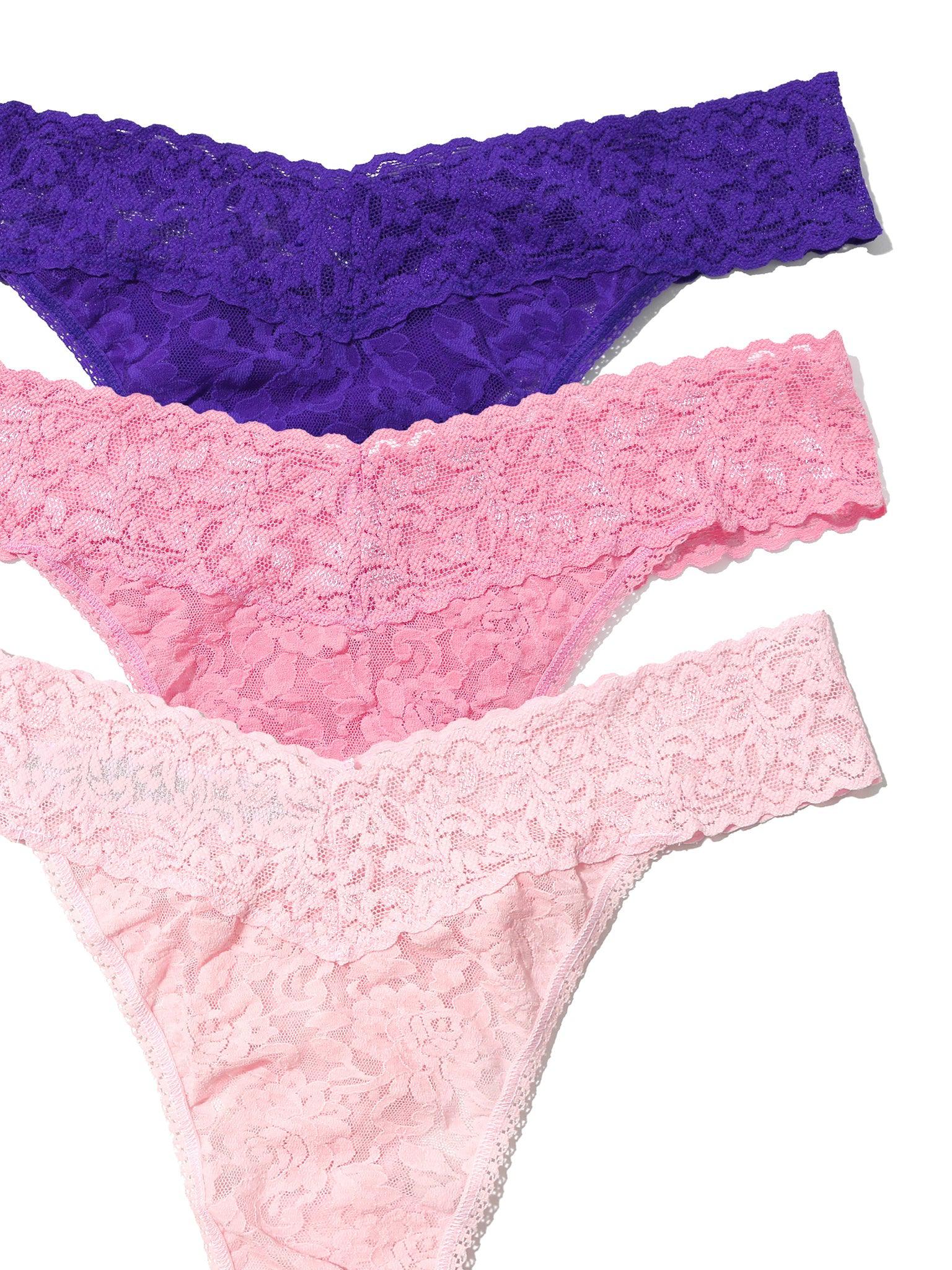 3 Pack Signature Lace® Original Rise Thongs - Soft Breathable Women's Underwear for Everyday Comfort | Perfect for Work, Gym & Casual Wear