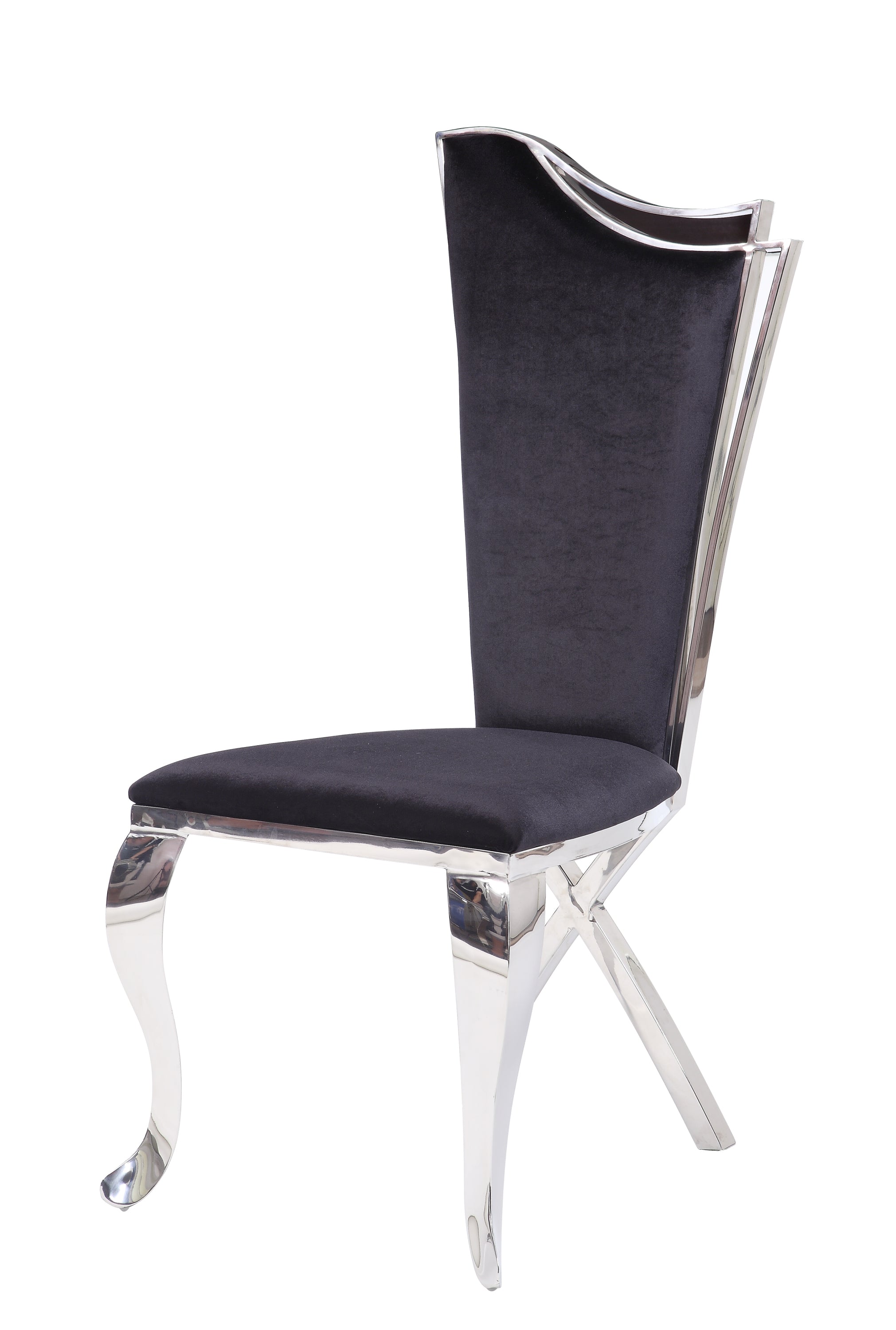 Modern Black & Stainless Steel X-Back Dining Chairs - Set of 2 Contemporary Metal Side Chairs for Kitchen, Dining Room, Office or Outdoor Patio