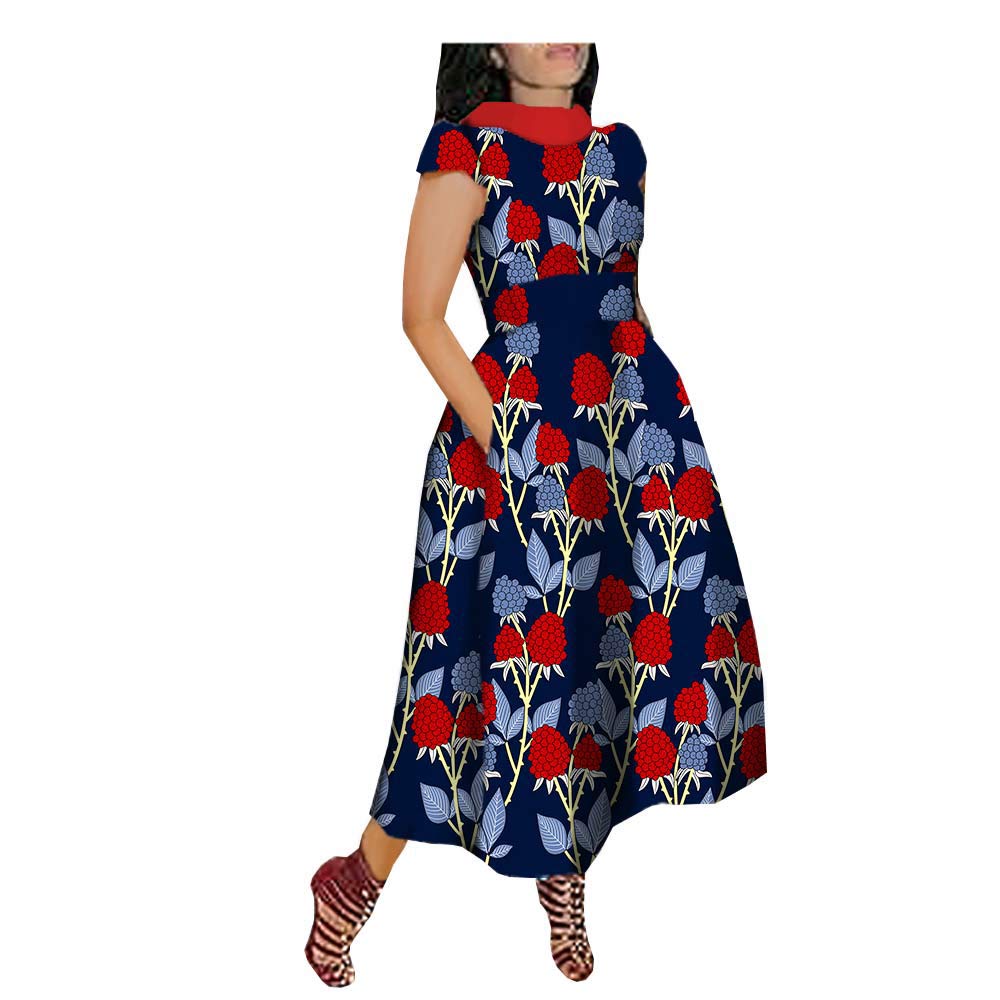 **Stylish African Print Dresses for Women Plus Size - Floral Short Sleeve Casual & Party Midi Dashiki Dress - Perfect for Summer Outings, Beach Vacations & Cultural Events**