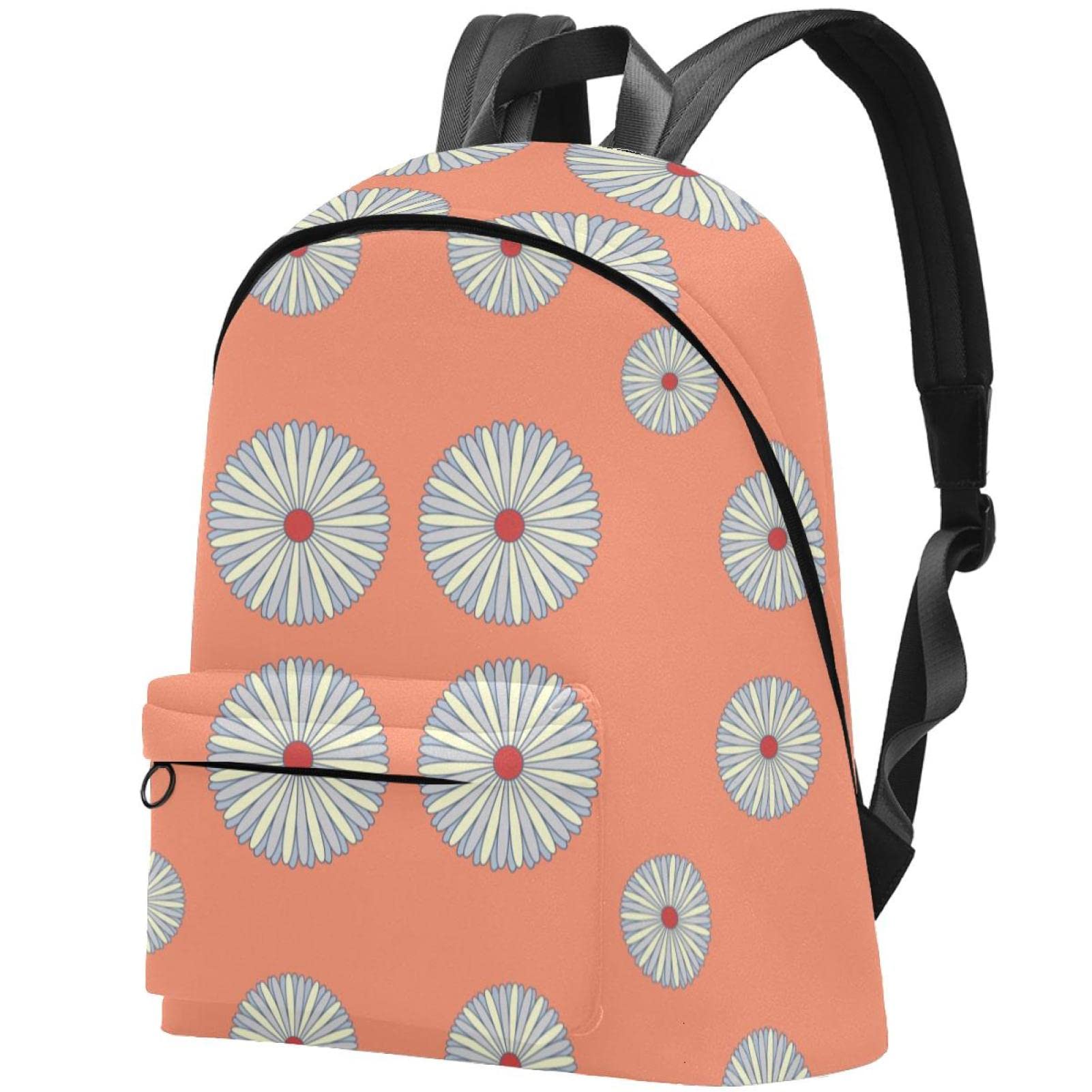 Durable Canvas Backpack for College & Travel - Stylish Chrysanthemum Print Backpack for Women & Men - Perfect for School, Commuting & Weekend Getaways