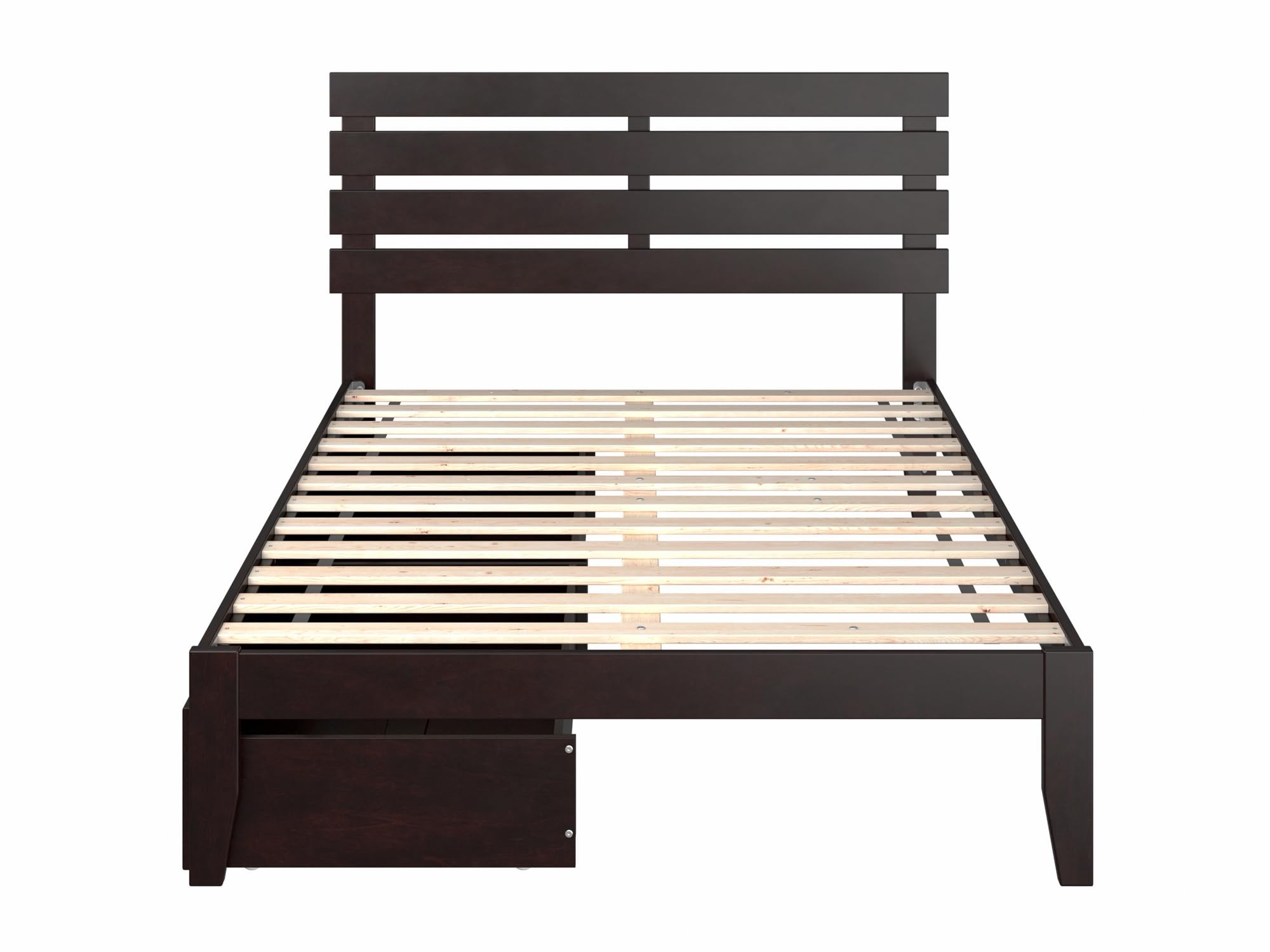 AFI Oxford Full Size Platform Bed Frame with Storage Drawers & USB Charging Station - Espresso Brown Wooden Bed for Small Spaces, Dorm Rooms & Guest Bedrooms