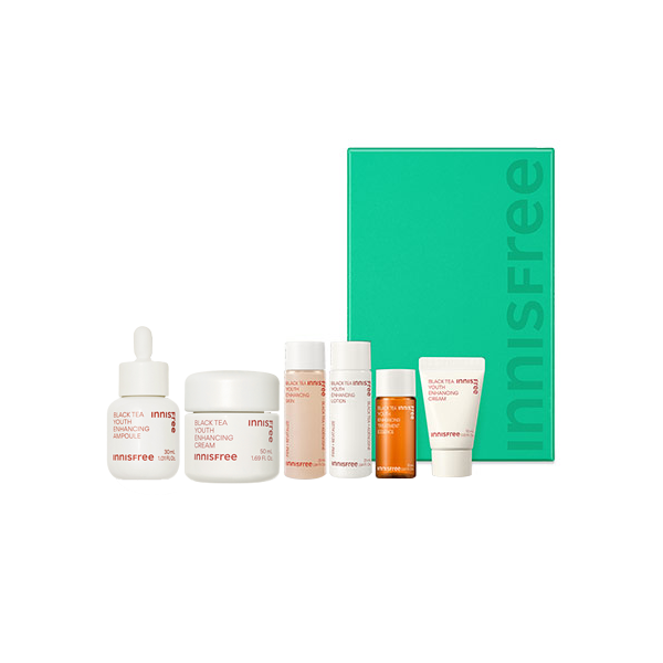 Innisfree Black Tea Youth Enhancing Intensive Care Duo Set - Anti-Aging Skincare for Face & Neck - Perfect for Nighttime Routine & Dry Skin Care