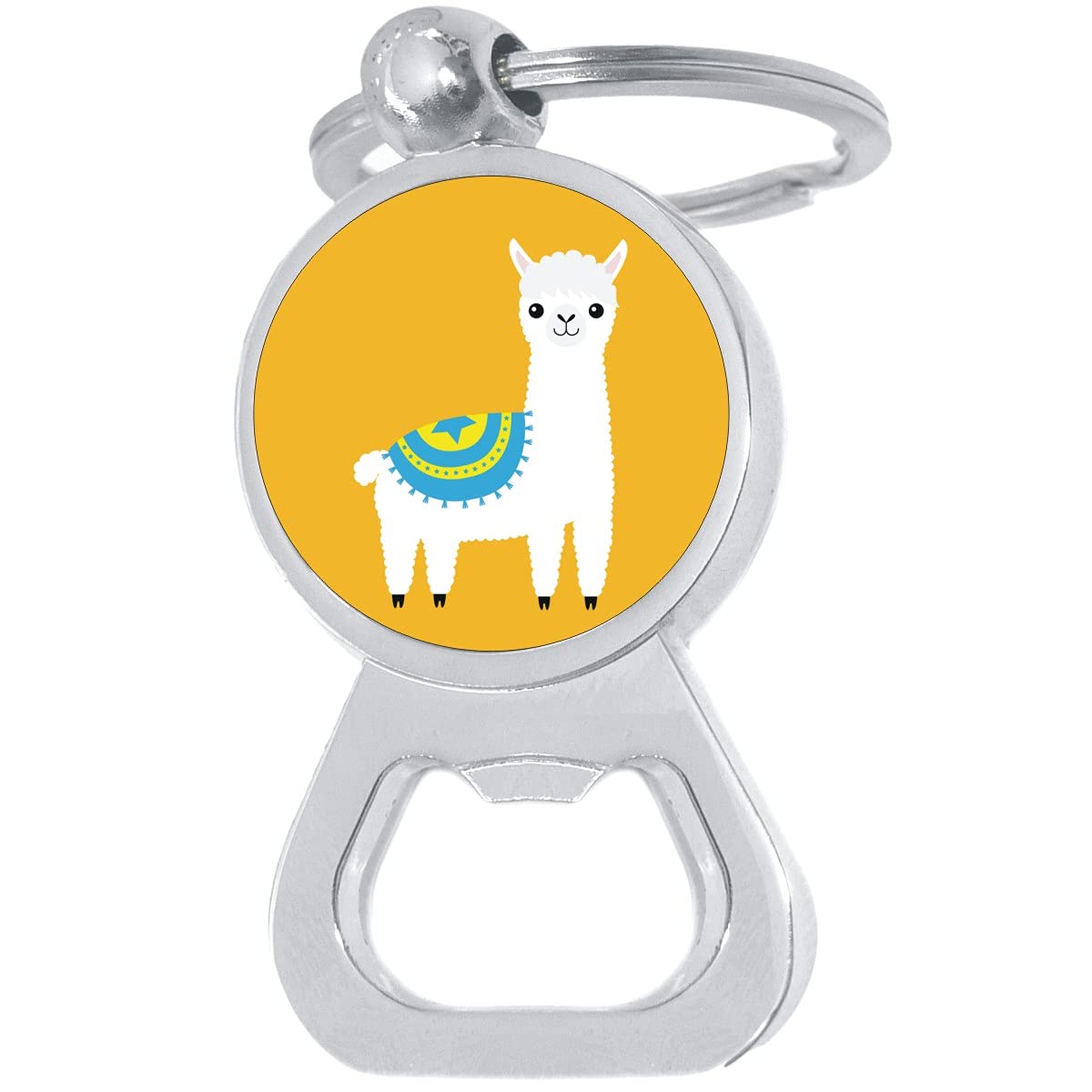 Funny Llama Bottle Opener Keychain - Yellow Novelty Key Ring for Beer & Soda Bottles - Perfect for Parties, Camping & Gifts