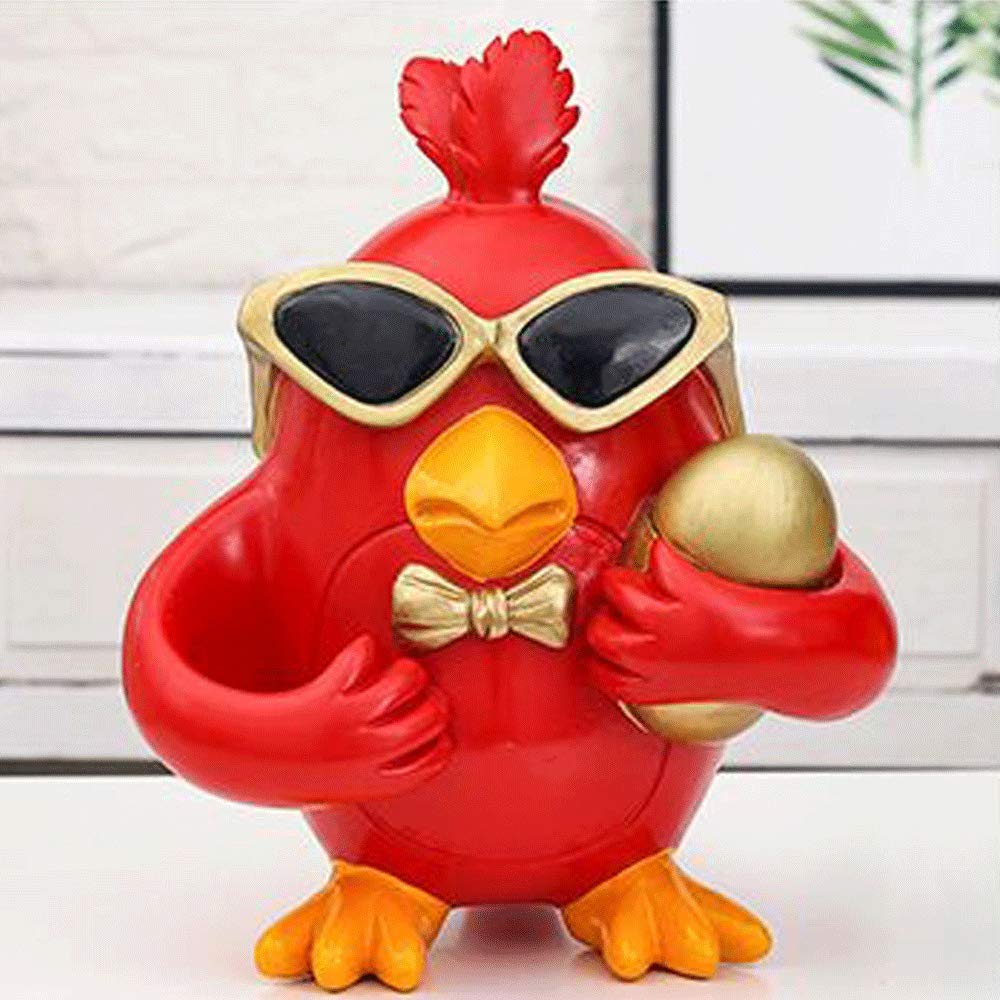 Creative Cartoon Chicken Resin Tissue Box Cover with Toothpick & Remote Control Storage - Home, Office, Shop Decoration - Pink Tissue Holder for Kitchen, Living Room, Bathroom