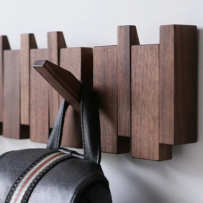 Solid Wood Wall Mounted Clothes Hanger Rack - Space Saving Storage for Bedroom, Closet & Laundry Room Organization
