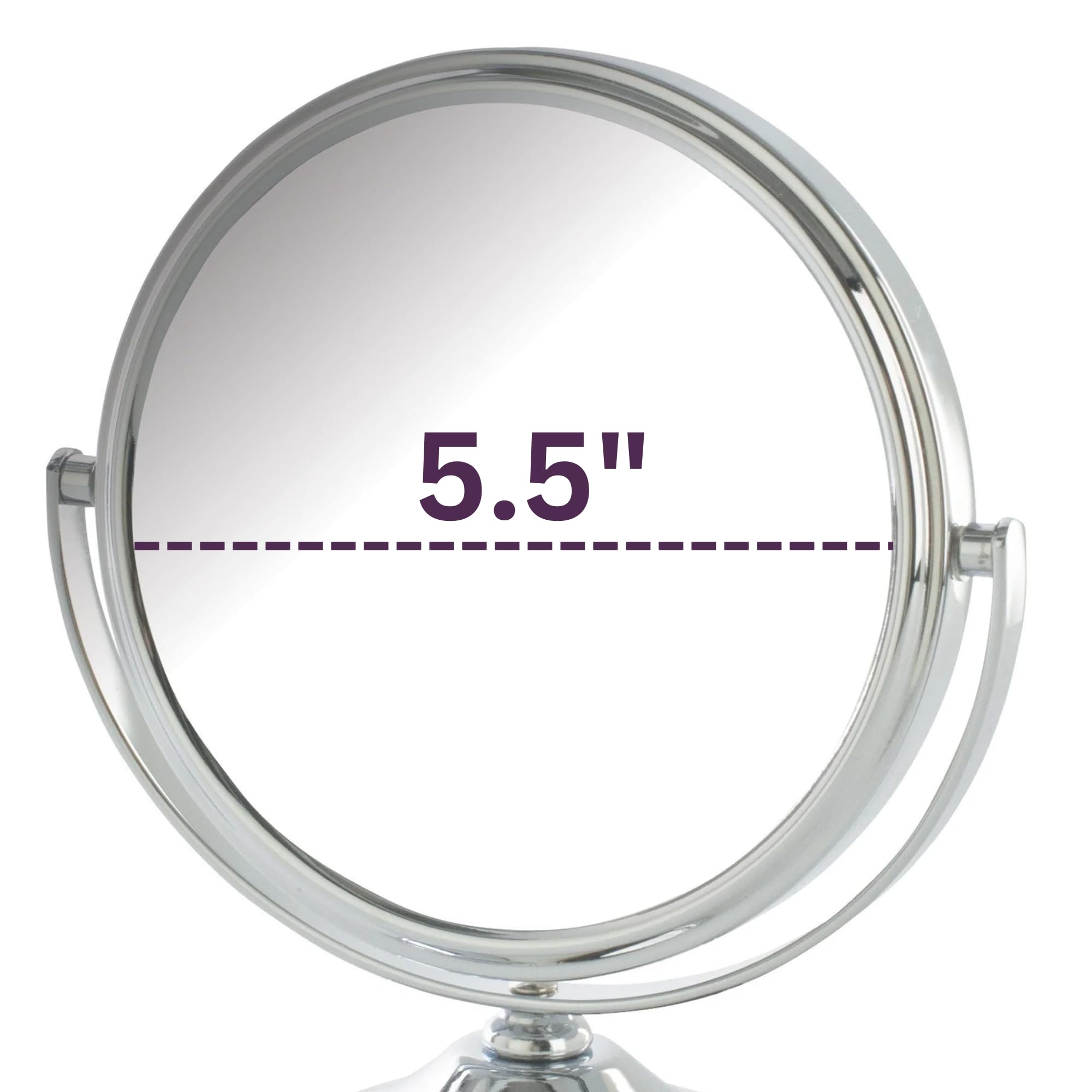 Model's Choice JERDON Tabletop Vanity Makeup Mirror with Chrome Finish – 5.5” Diameter Mirror with 5X-1X Magnification – Perfect for Home Makeup, Salon, and Travel Use – Model MC247C