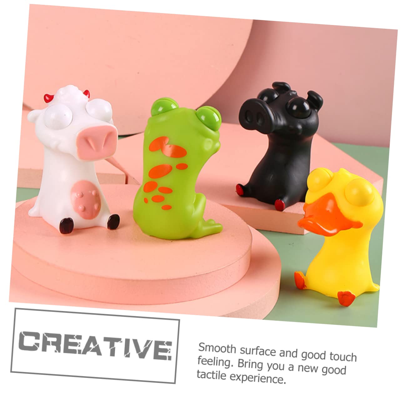 BCOATH 4-Pack Funny Stress Relief Toys - Cartoon Eye Bouncing Squeeze Sensory Fidget Toys for Kids & Adults | Portable Anxiety Relief for Office, School & Travel