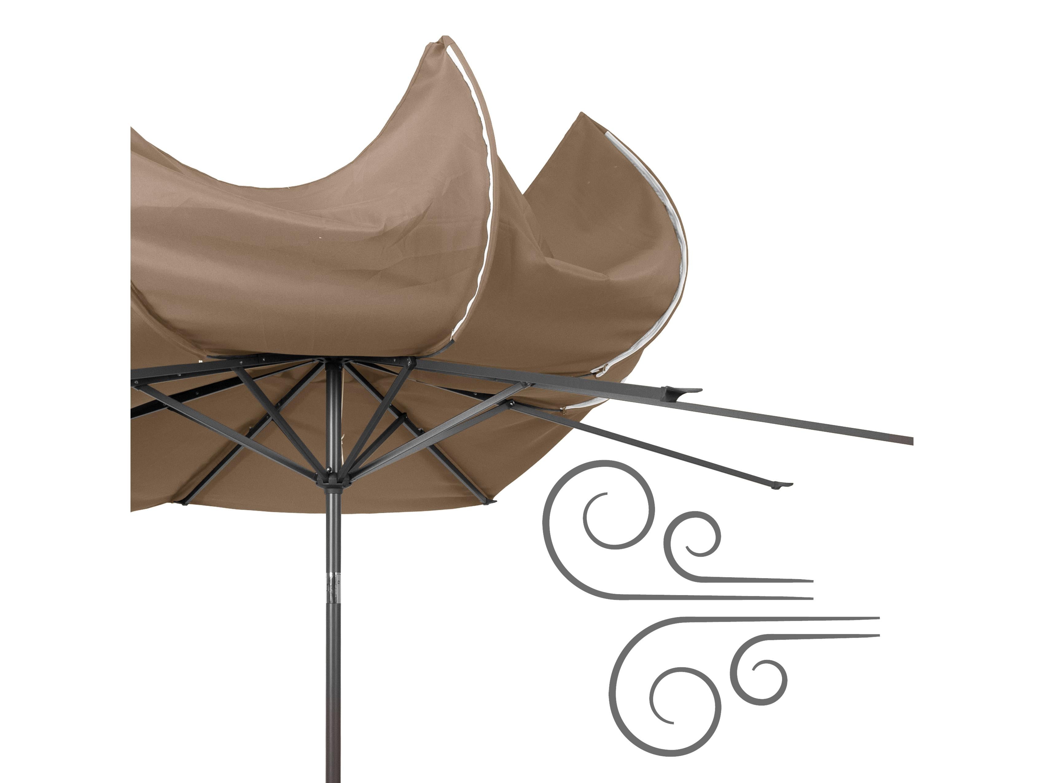 10ft Wind Resistant Sandy Brown Patio Umbrella - Outdoor Cantilever Market Umbrella for Poolside, Beach, Backyard & Garden Parties