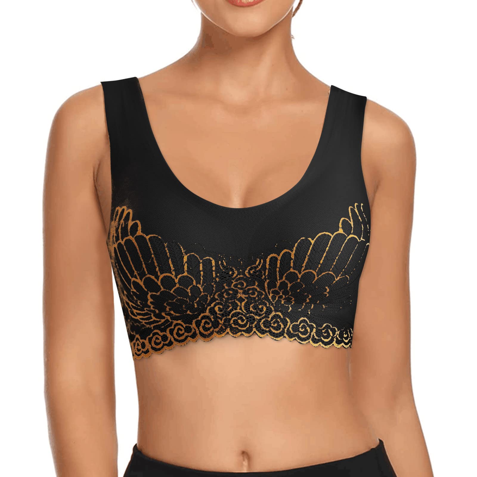 Wire-Free Comfort Bras for Women - Soft Everyday Support Bra in Black - Perfect for Work, Yoga & Relaxation