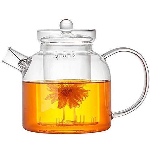 JHSHENGSHI 1000ml Glass Teapot with Filter - Heat-Resistant Transparent Thickened Water Jar for Home & Office - Perfect for Kung Fu Tea, Herbal Tea & Iced Tea Brewing
