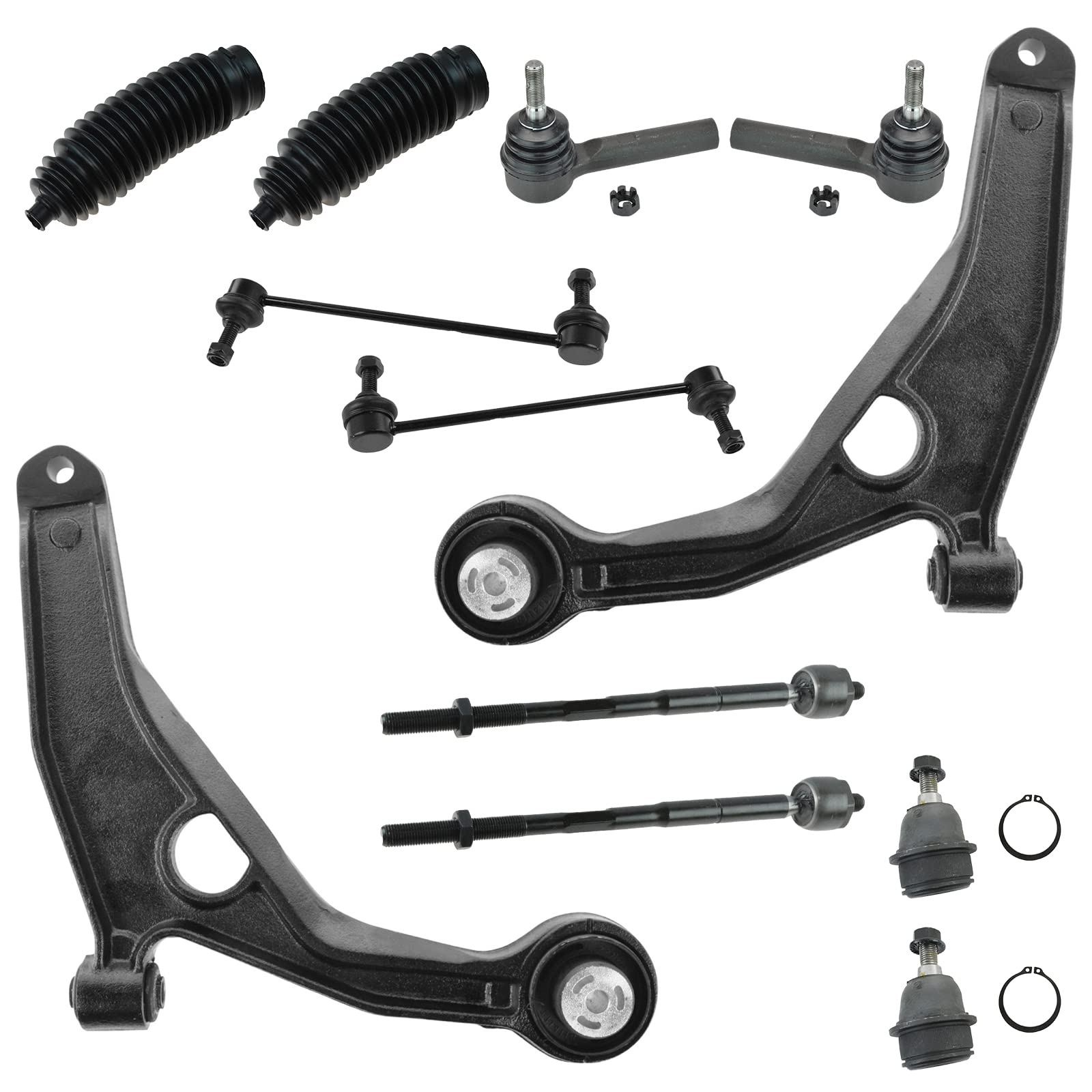 TRQ Front Steering & Suspension Kit for 2009-2020 Dodge Journey - Ball Joint, Control Arm, Rack & Pinion, Bellow, Sway Bar, Stabilizer Link, Tie Rod - Perfect for Off-Roading, Daily Commuting & Smooth Ride Maintenance