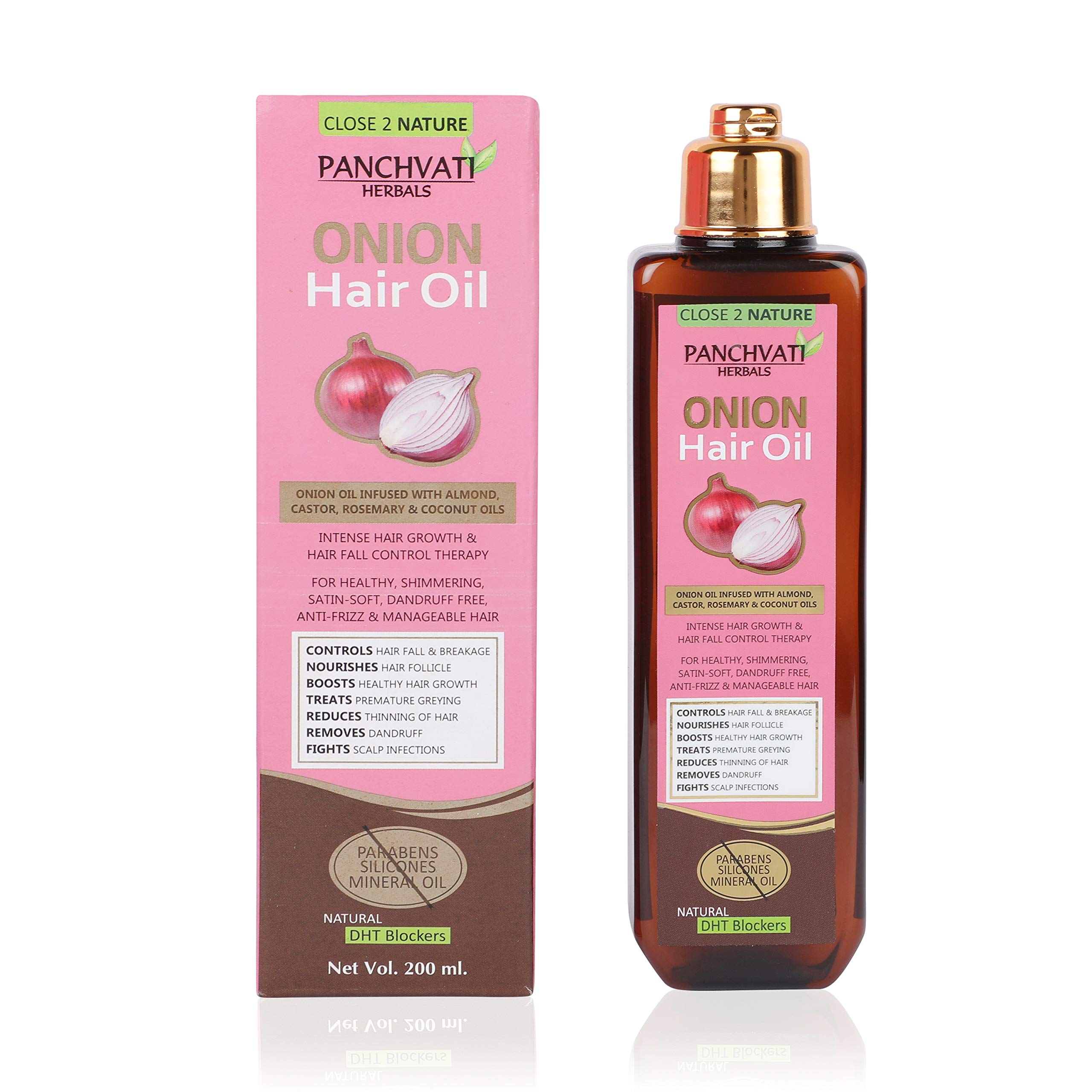 Panchvati Herbals Onion Hair Oil 200ml - Controls Hair Fall & Breakage, Promotes Healthy Hair Growth, Reduces Thinning - Natural Hair Care Solution for Stronger, Thicker Hair - Perfect for Daily Hair Treatment & Scalp Massage