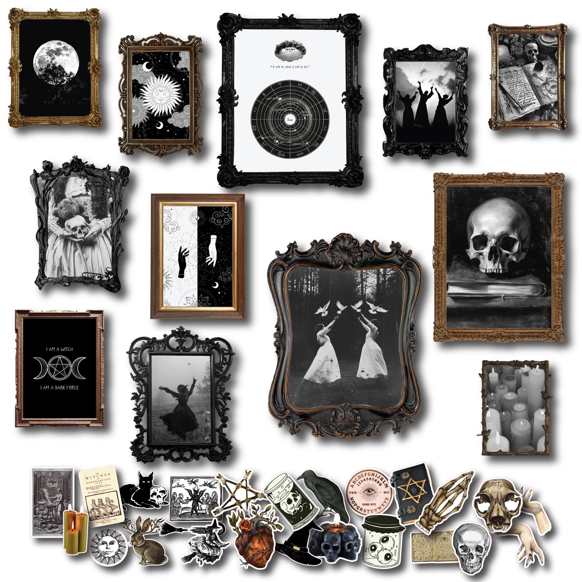 97 Decor Witchy Home Decor Aesthetic - Gothic Wall Art Prints, Dark Witch Paintings, Creepy Halloween Posters, Wiccan Spooky Wall Decor for Bedroom, Living Room & Office (8x10 Unframed) - Perfect for Gothic Themed Rooms, Halloween Party Decor & Witchcraft Altars