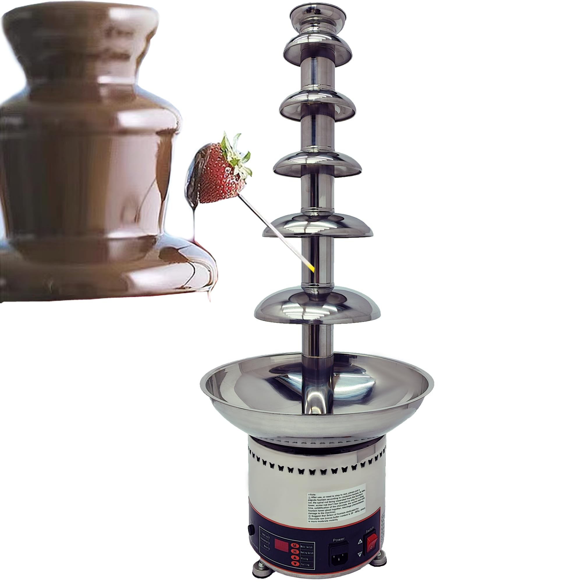 6-Tier Stainless Steel Chocolate Fountain Machine - 110V Hot Chocolate Melter for Weddings, Birthdays & Parties | Commercial Chocolate Fondue Fountain for Dessert Buffets, Catering & Events
