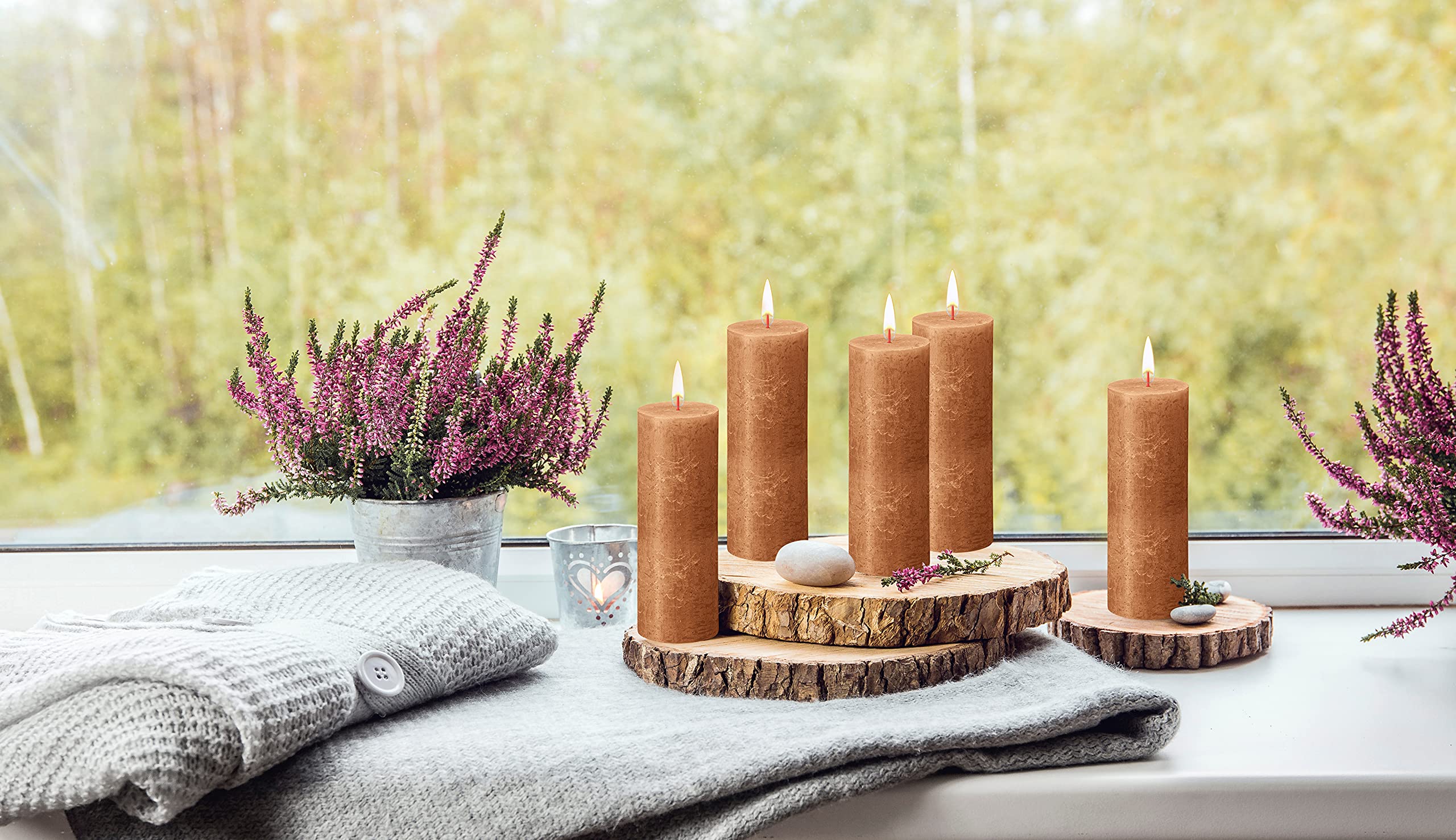 BOLSIUS 4 Pack Spice Brown Rustic Pillar Candles - 2.75