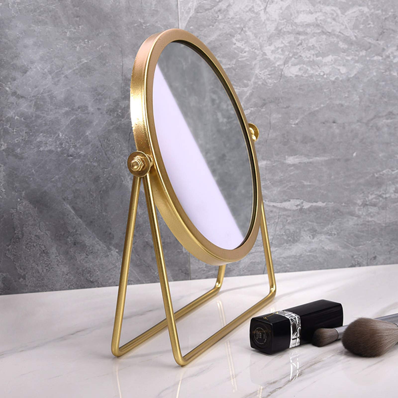 360° Rotating Golden Iron Tabletop Makeup Mirror - Swivel Desktop Stand Mirror for Dressing Table | Perfect for Vanity, Bathroom & Bedroom Makeup Application