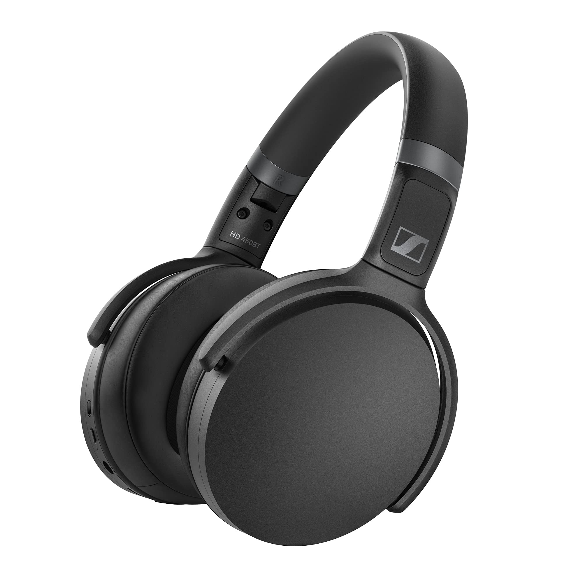 SENNHEISER HD 450BT Wireless Bluetooth 5.0 Headphones with Active Noise Cancellation - 30 Hours Battery Life, Fast USB-C Charging, Foldable Design for Travel & Commuting - Black (Perfect for Office, Gym & Airplane Use)