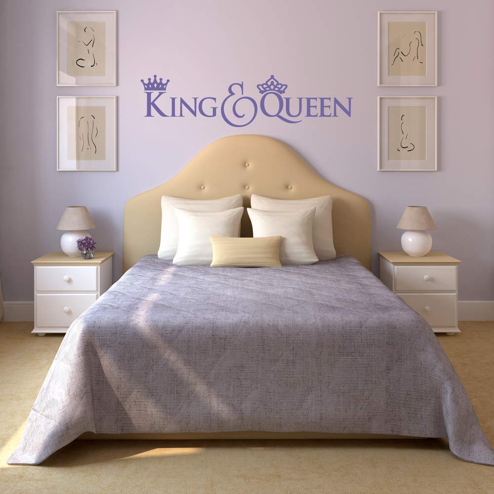 King and Queen Quote Vinyl Wall Decal Sticker Art - Romantic Home Decor for Bedroom, Nursery & Living Room