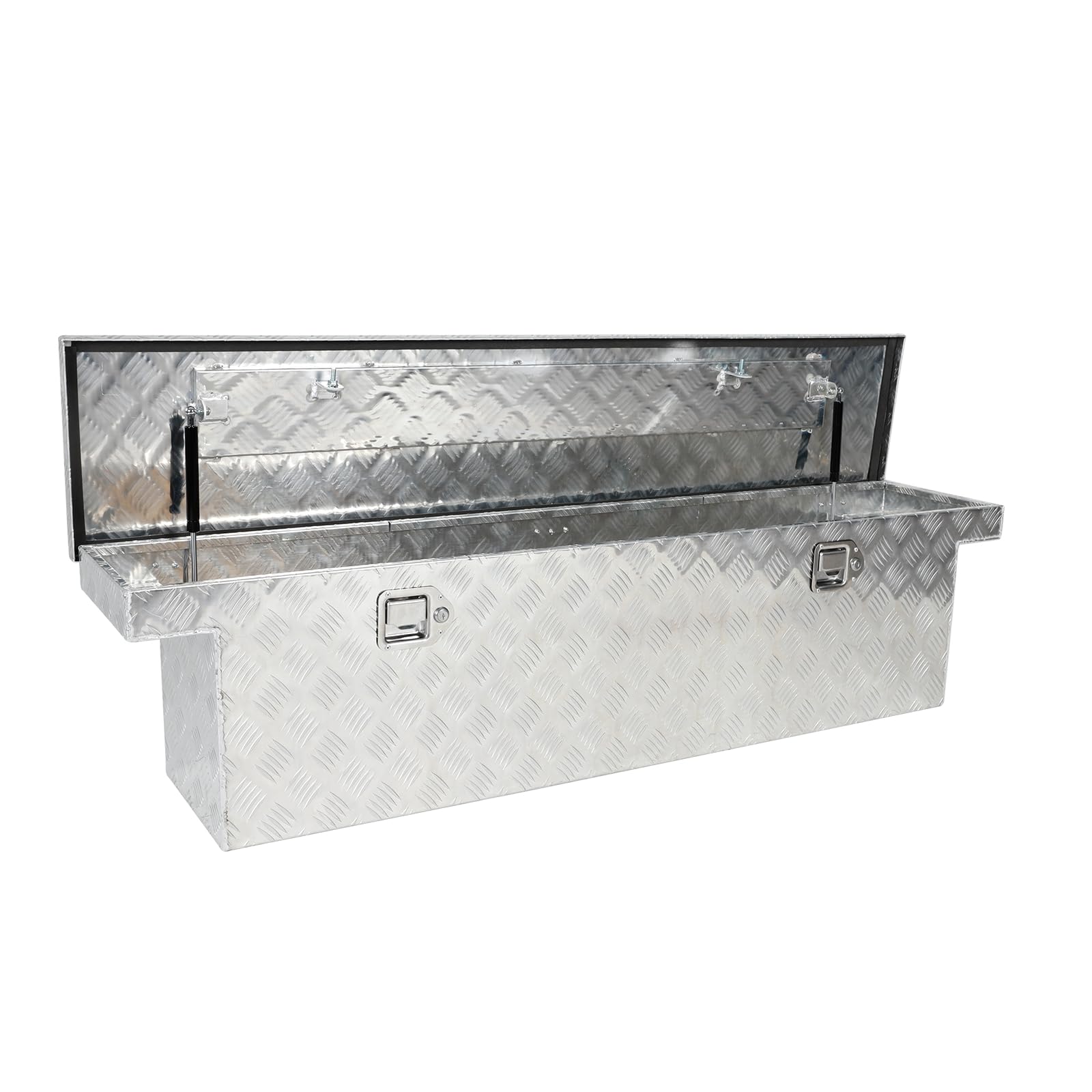 60 x 12 x 14 Inch Heavy Duty Aluminum Trailer Tongue Tool Box with 5-Bar Tread & Lock - Secure Storage for Pickup Trucks, Trailers & RV Accessories - Ideal for Organizing Tools, Equipment & Outdoor Gear